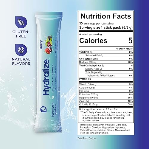 Miniatura 8 de Hydralize Fórmula de electrolitos - Mezcla de bebida de hidratación - Con sal rosa del Himalaya, glicinato de magnesio, cloruro de potasio - Para