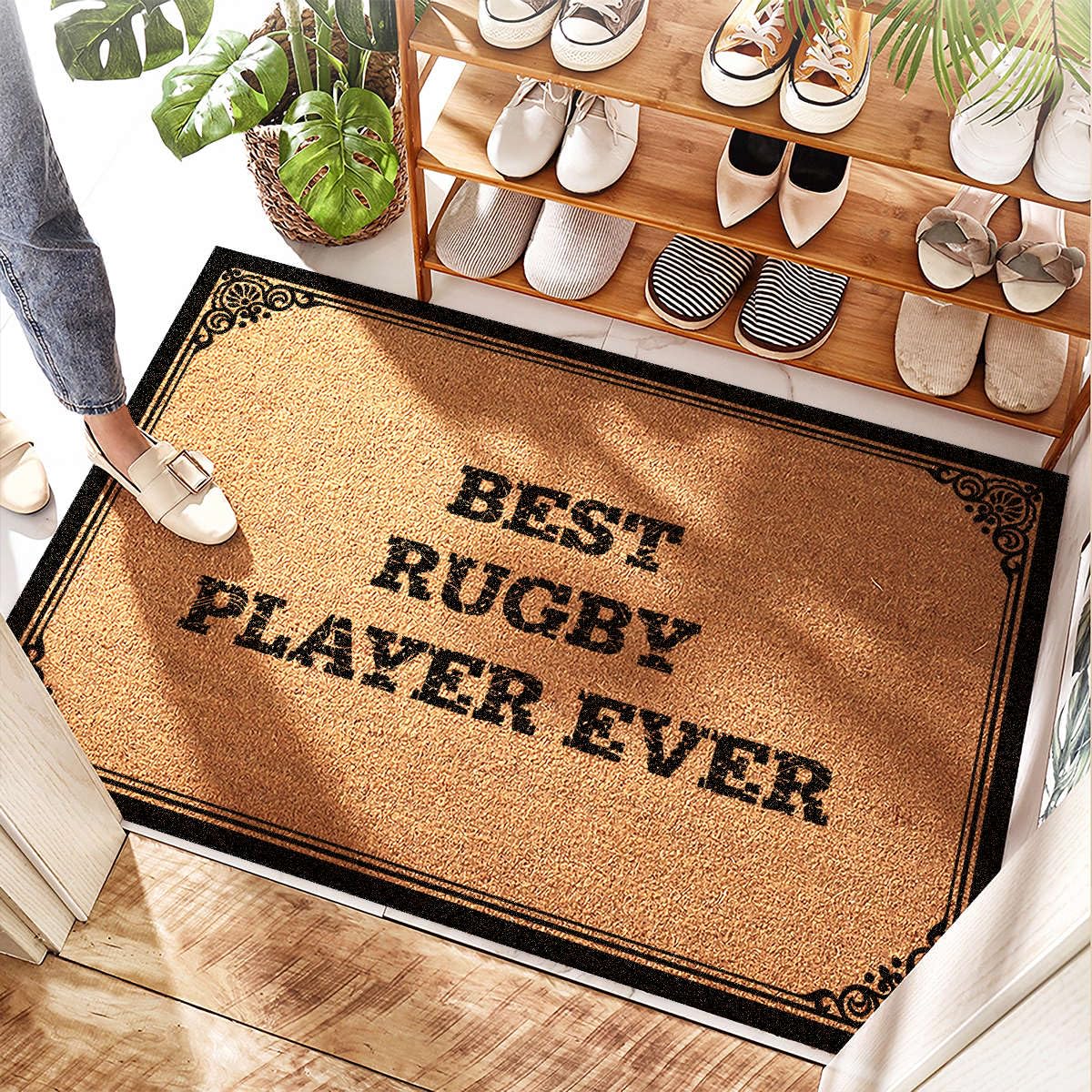 Paillasson d'entrée rugby tapis d'extérieur d'automne pour porte de maison