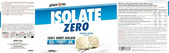 Per4m Isolate Zero Premium Whey Protein Powder | Superior Flavour Ultra Filtered + Amino Acids | Fast Absorbing Zero Sugar Gluten Free Shake for Lean Muscle & Recovery (2kg, Vanilla Creme)