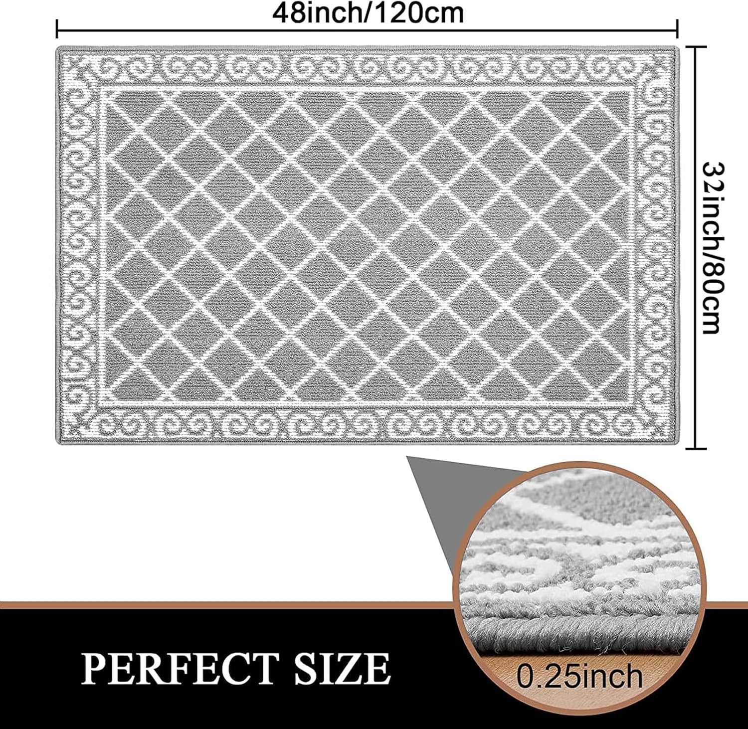 HEBE Indoor Door Mat 32"x48" Non Slip Front Door Welcome Mats Washable Shoe Mats Dirt Trapper for Entryway Low Profile Kitchen Carpet for Entrance Hallways Entrance Mat for Dogs