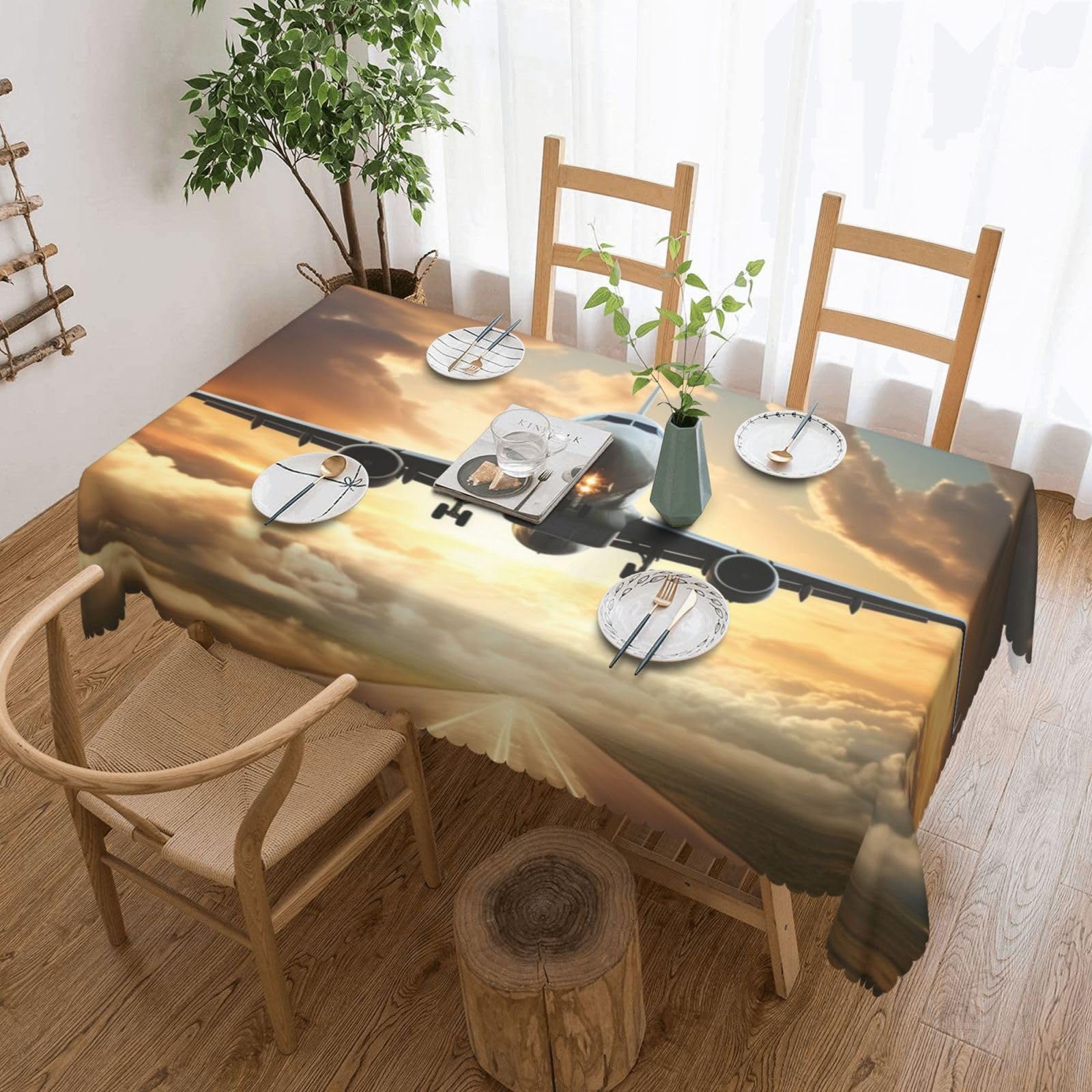 Nappe à imprimé avion infroissable pour protéger la table sans repassage