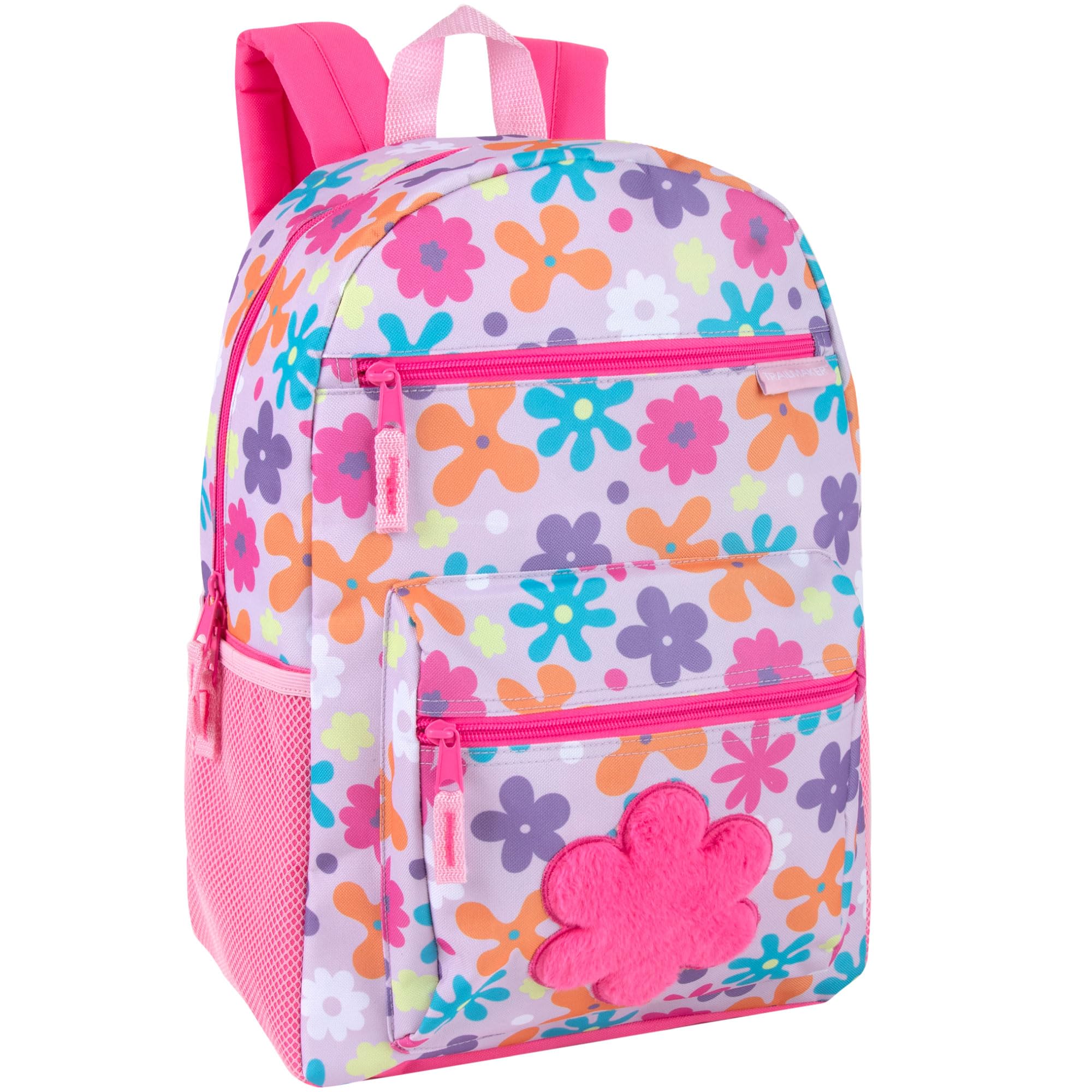 Trail maker 17 Kids Character School Backpacks Plush for Girls with Side Pockets, Padded Straps