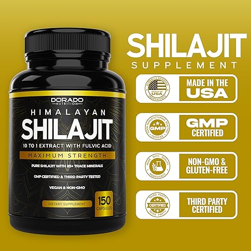 Miniatura 5 de Shilajit puro del Himalaya con más de 85 minerales traza (150 cápsulas, 1000 mg de extracto por porción), cápsulas puras de Shilajit para hombres y