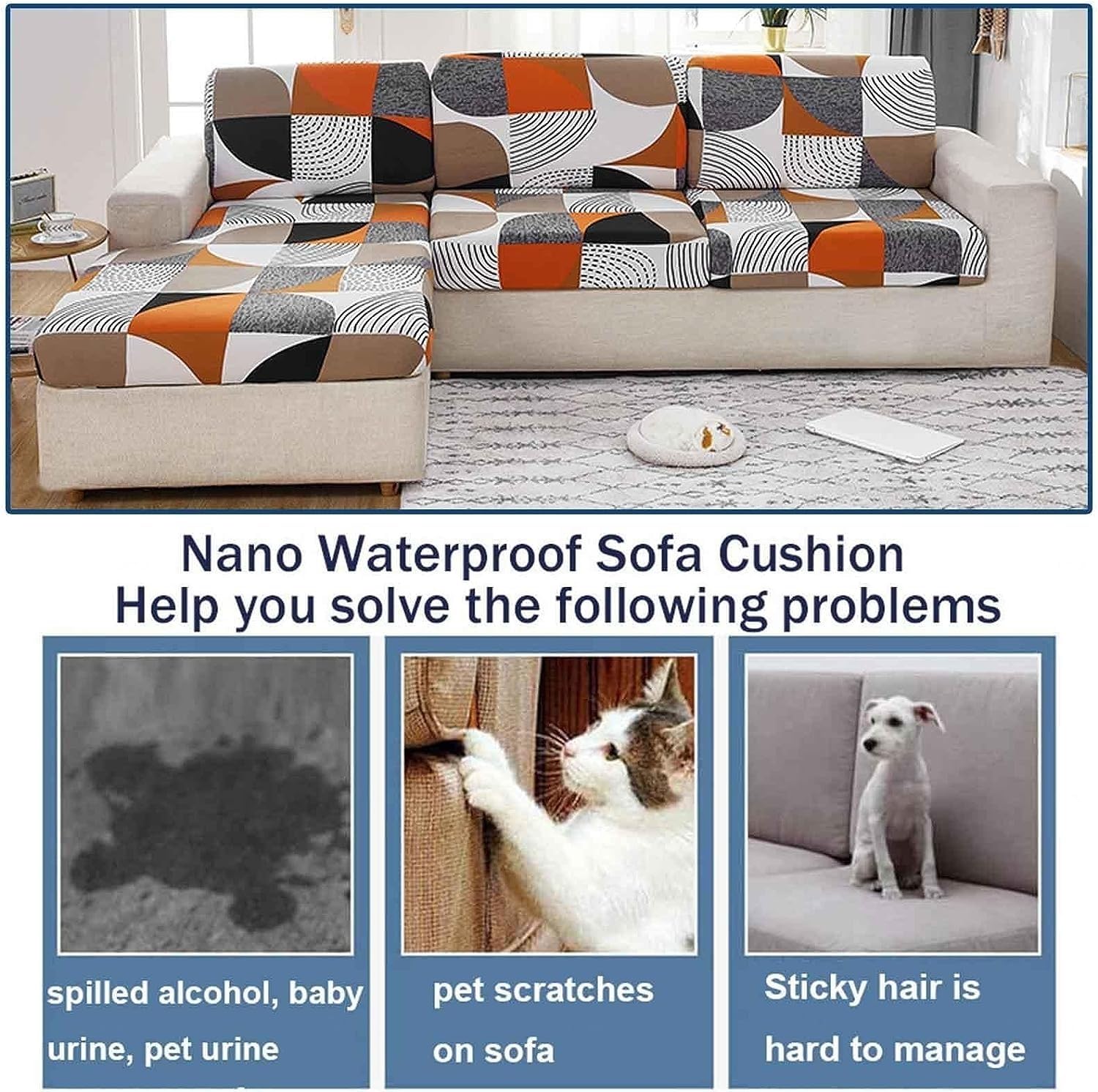 Copridivano Elasticizzato Con Penisola - Copriseduta Antigraffio Per Divani 1/2/3/4 Posti, Morbido E Facile Da Lavare - Foto 3