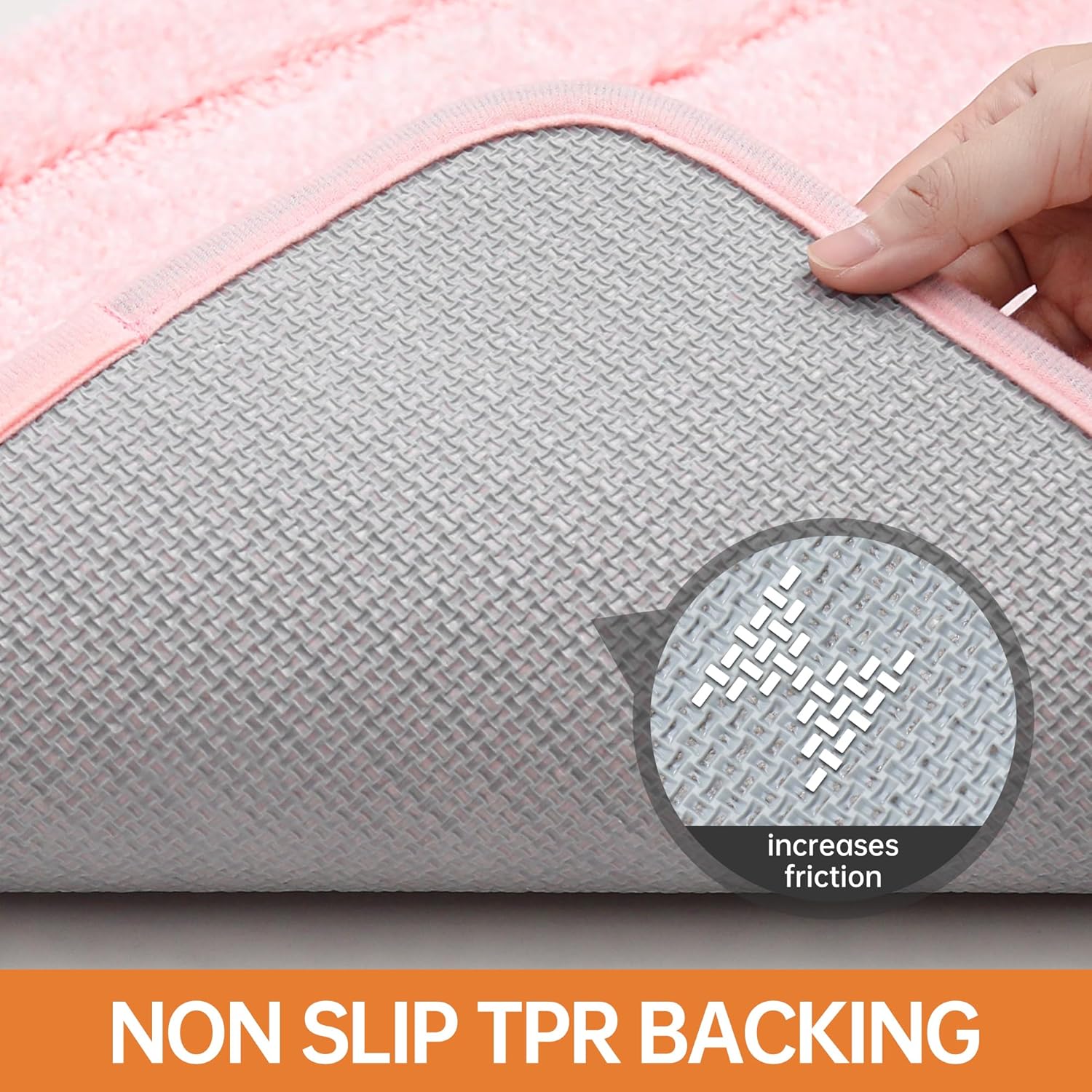 BEQHAUSE Bathroom-Rugs-Non-Slip-Bath-Mats for Bathroom Soft and Absorbent Polyester Microfiber Pink Bath Mat Machine Washable Shaggy Shower Mat for Bathrooms, Bathtub and Sink, 16" x24" - Image 4