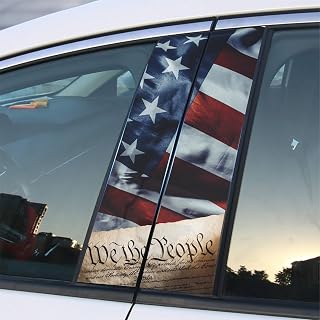 American Flag Constitution B-Pillar Decal, Car Window Stickers, 'We The People' Design, Set of 2