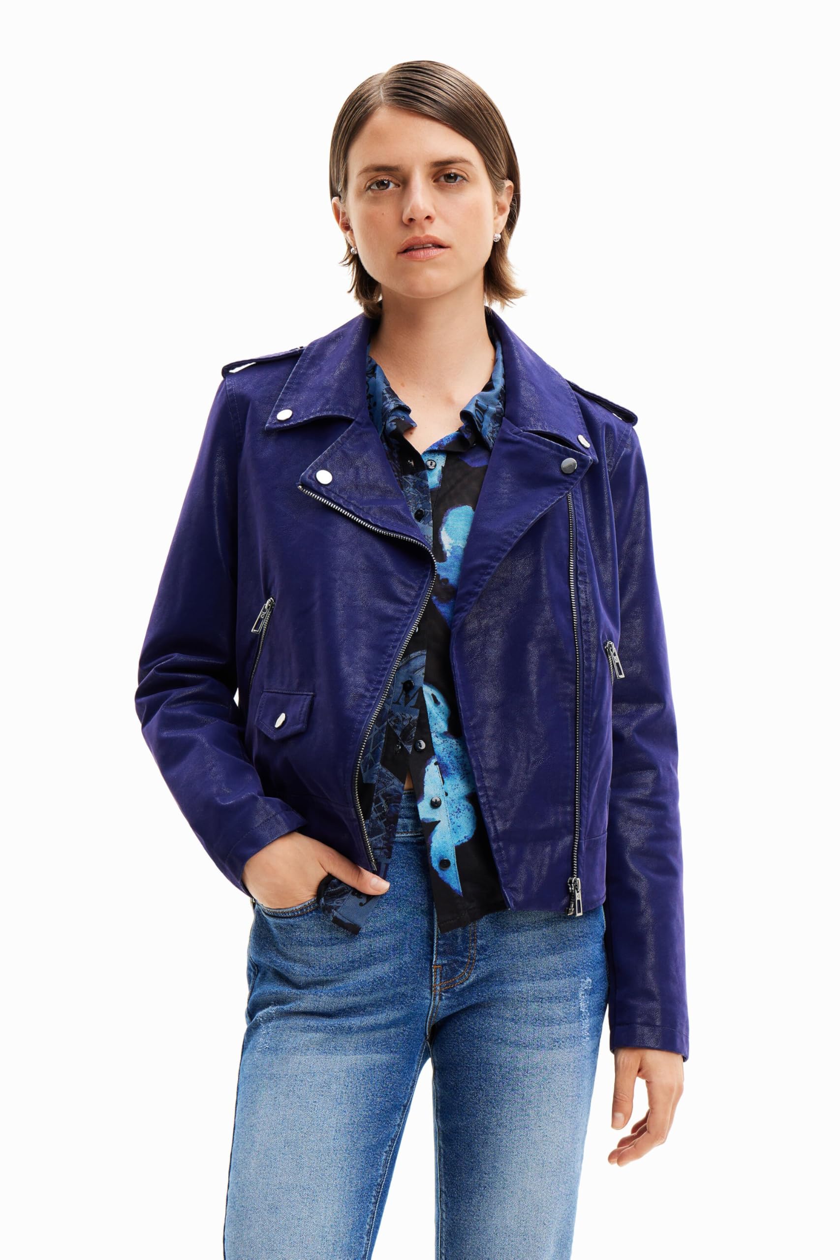 Desigual CHAQ_HARRY, CAPPOTTO IN PU TESSUTO DONNA Da donna, Blue,