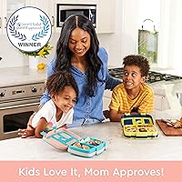 Vista 2 de Bentgo Kids Prints - Lonchera para niños, a prueba de derrames, con 5 compartimentos, estilo bento, tamaño de porciones ideales para niños de 3 a 7