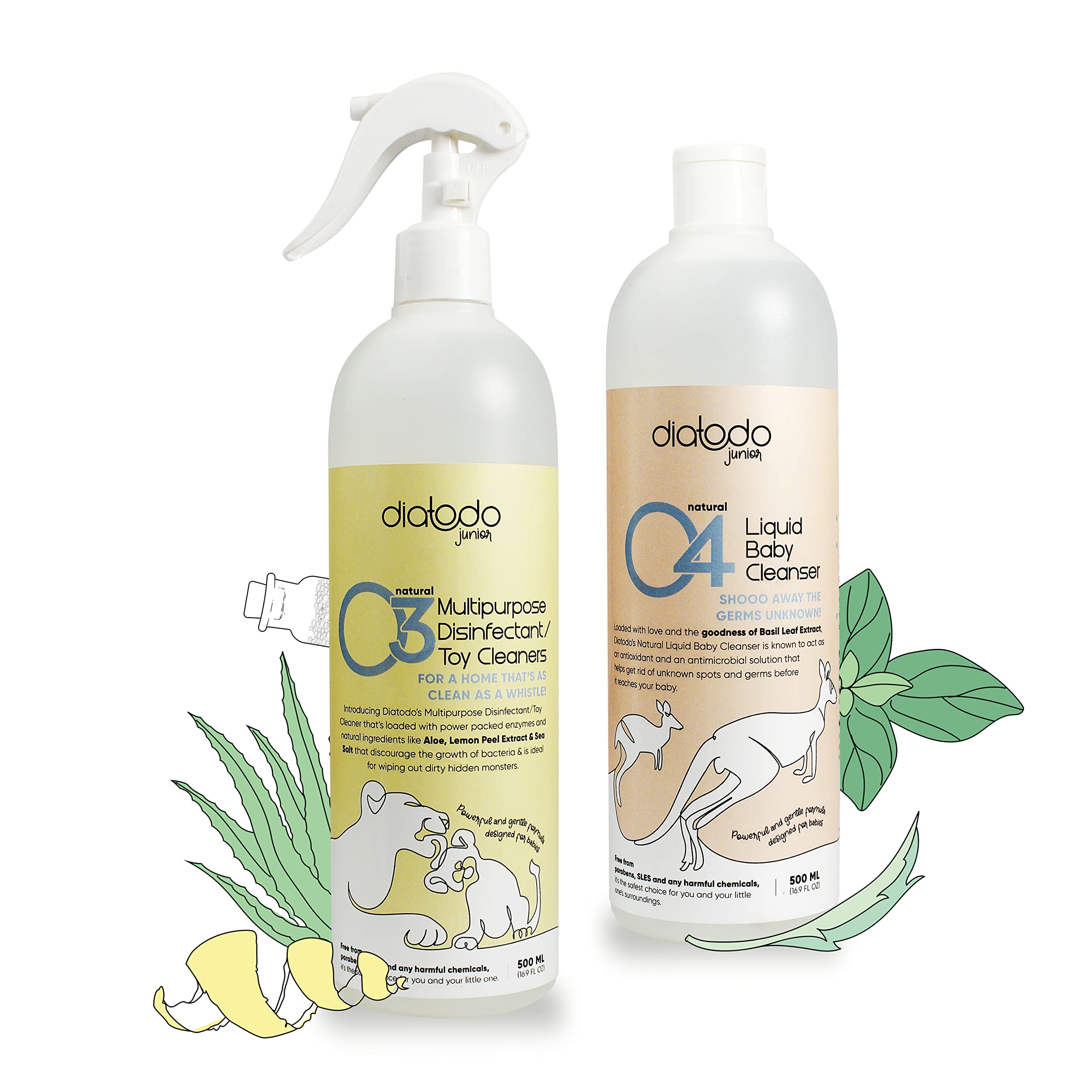 Diatodo Junior Baby Safe Organic Natural Disinfectant Toy Cleaner & Baby Liquid Cleanser For Vegetable, Fruits and Feeding Bottle - Combo Of Toy Cleaner 500ml & Baby Liquid Cleanser 500ml-image-44