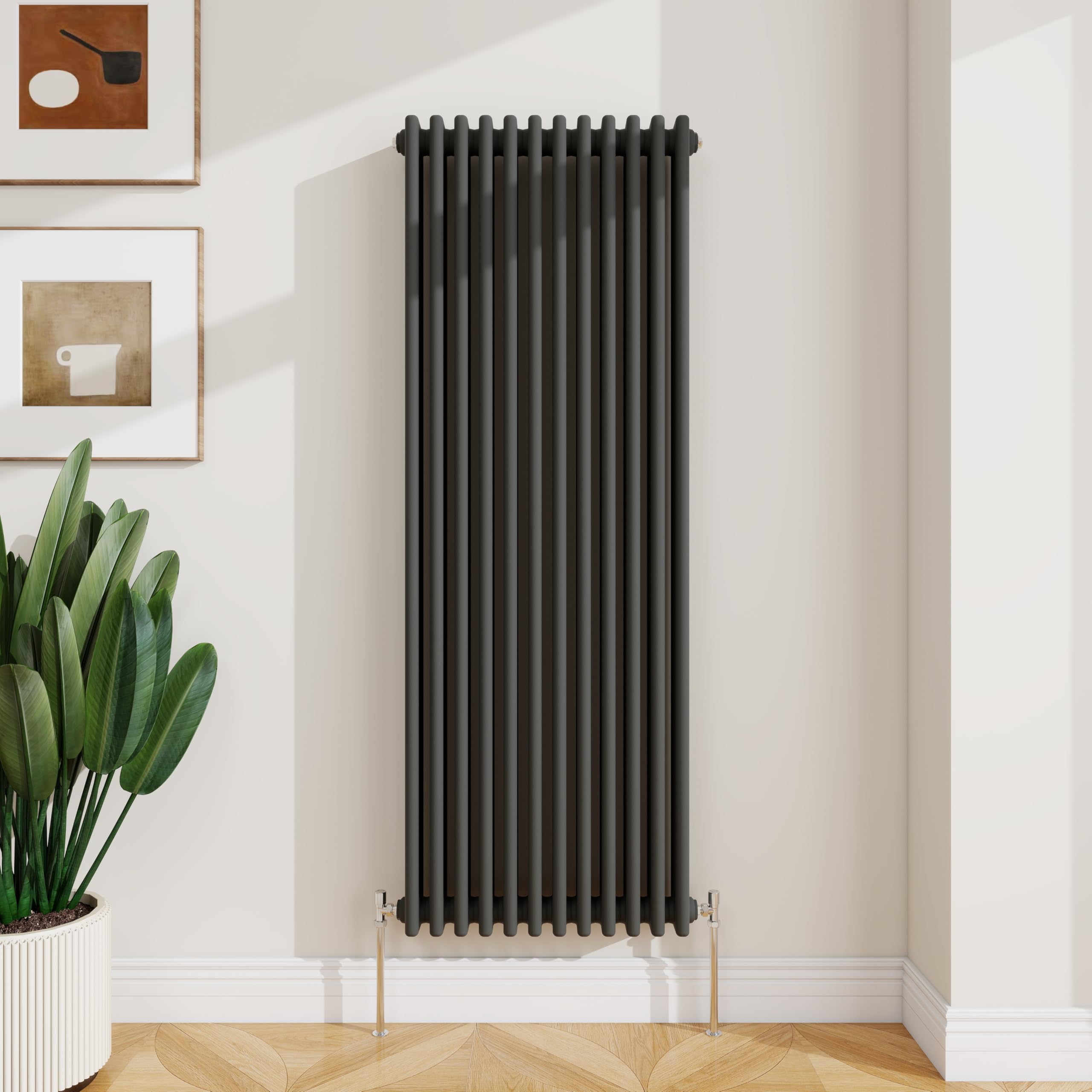 SLINE SANITARY 1500x560mm Cast Iron Style Traditional 3 Column Vertical Anthracite Central Heating Radiator