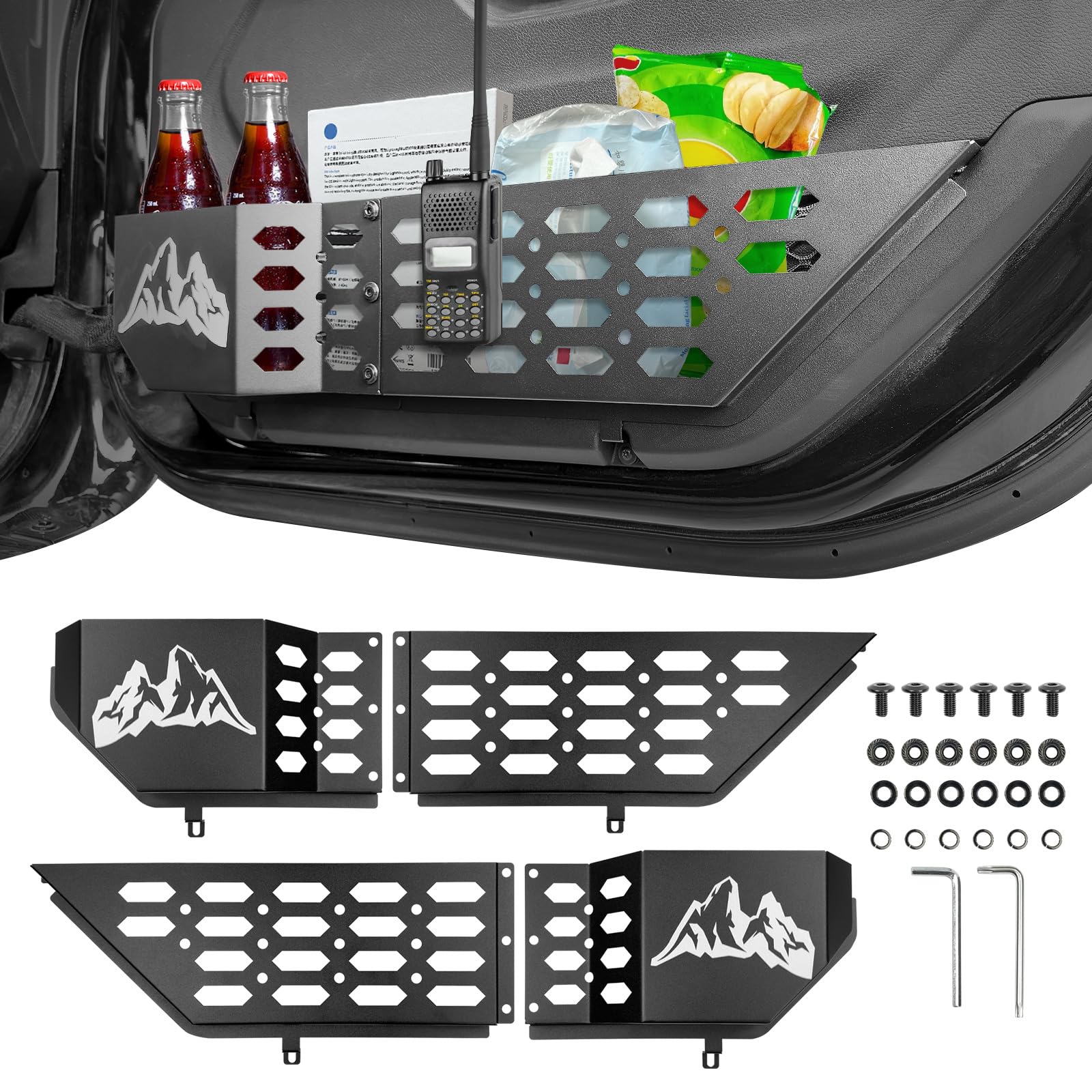 Yiswhis 2PCS Upgraded Metal Front Door Storage Box For J Eep Wrangler JL JLU 4XE