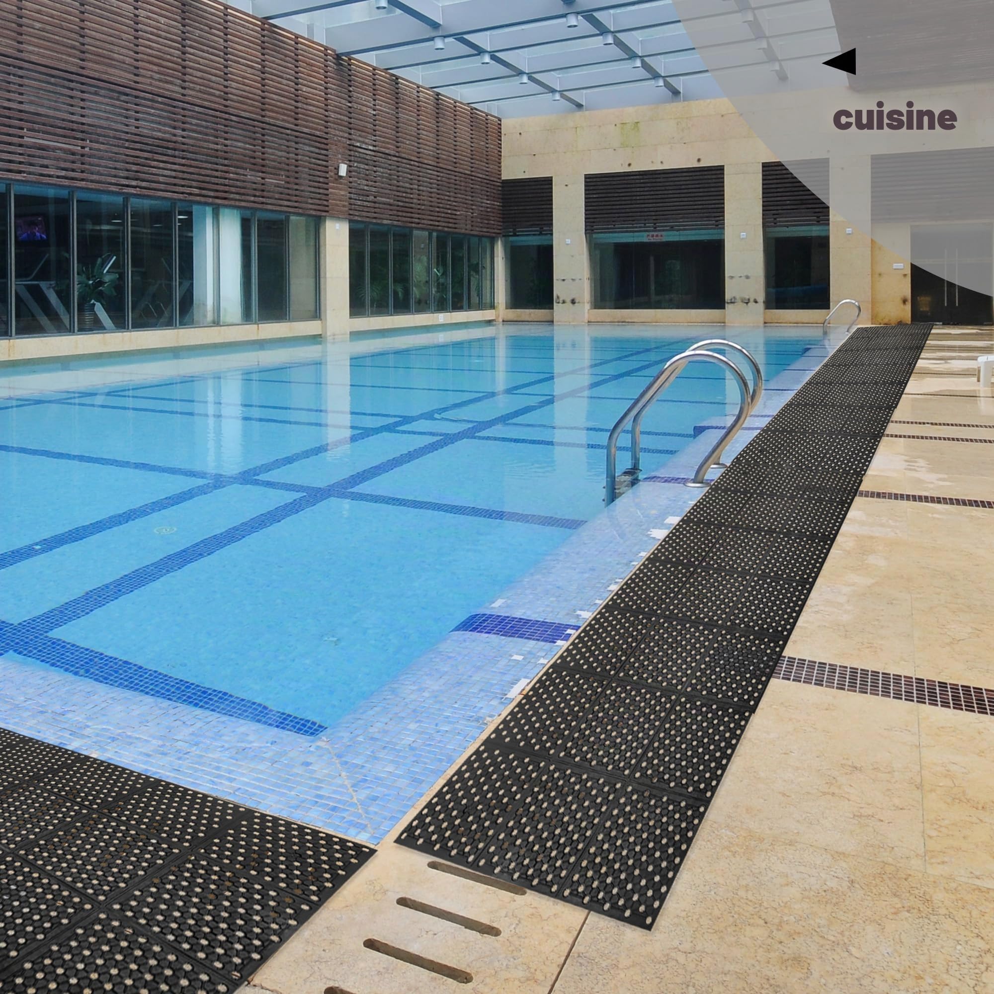 Tapis d'extérieur en caoutchouc 90 x 210 cm, grand tapis anti-fatigue, antidérapant avec trous de drainage, pour cuisine