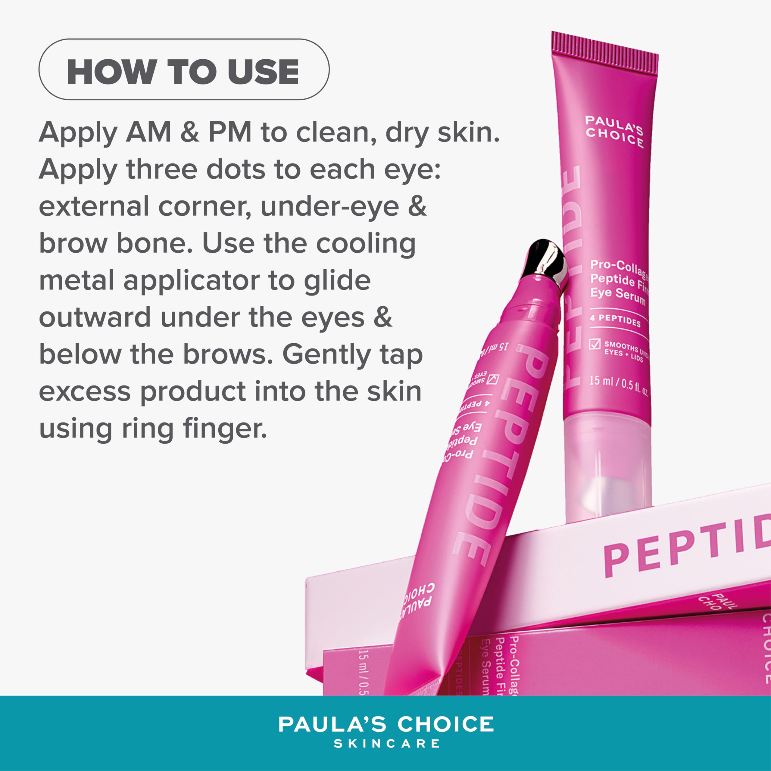 Paula's Choice Pro-Collagen Peptide Sérum Yeux Raffermissant - Anti-Rides, Anti-Cernes & Anti-Poches - Anti-Âge Sérum Yeux Repulpe et Réduit les Ridules - Pour Tous Types de Peaux - 15 ML