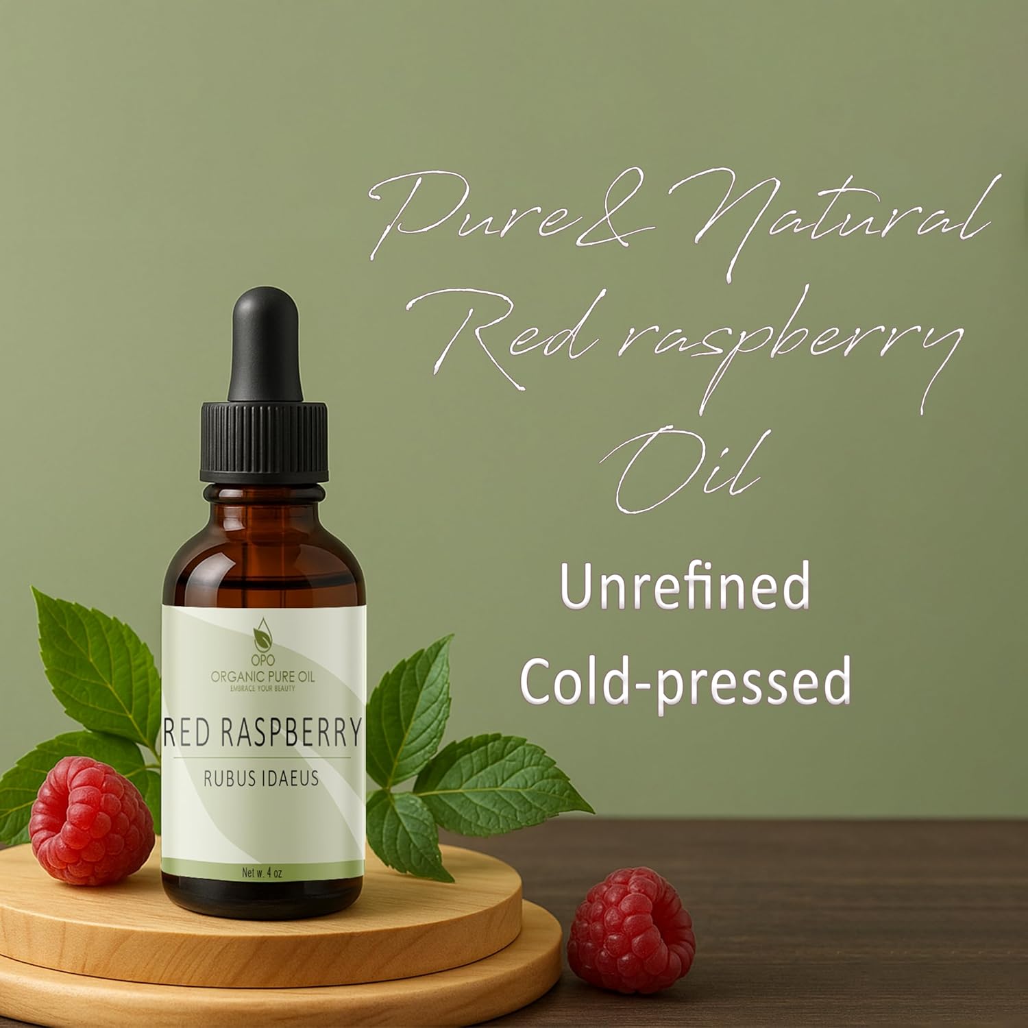 Red Raspberry Seed Oil - 4 oz Glass & Dropper - Pure Unrefined Cold Pressed Non GMO Vegan Carrier Oil for Face Hair Skin Body Nails Lips Cuticles Scalp by Organic Pure Oil - Image 2