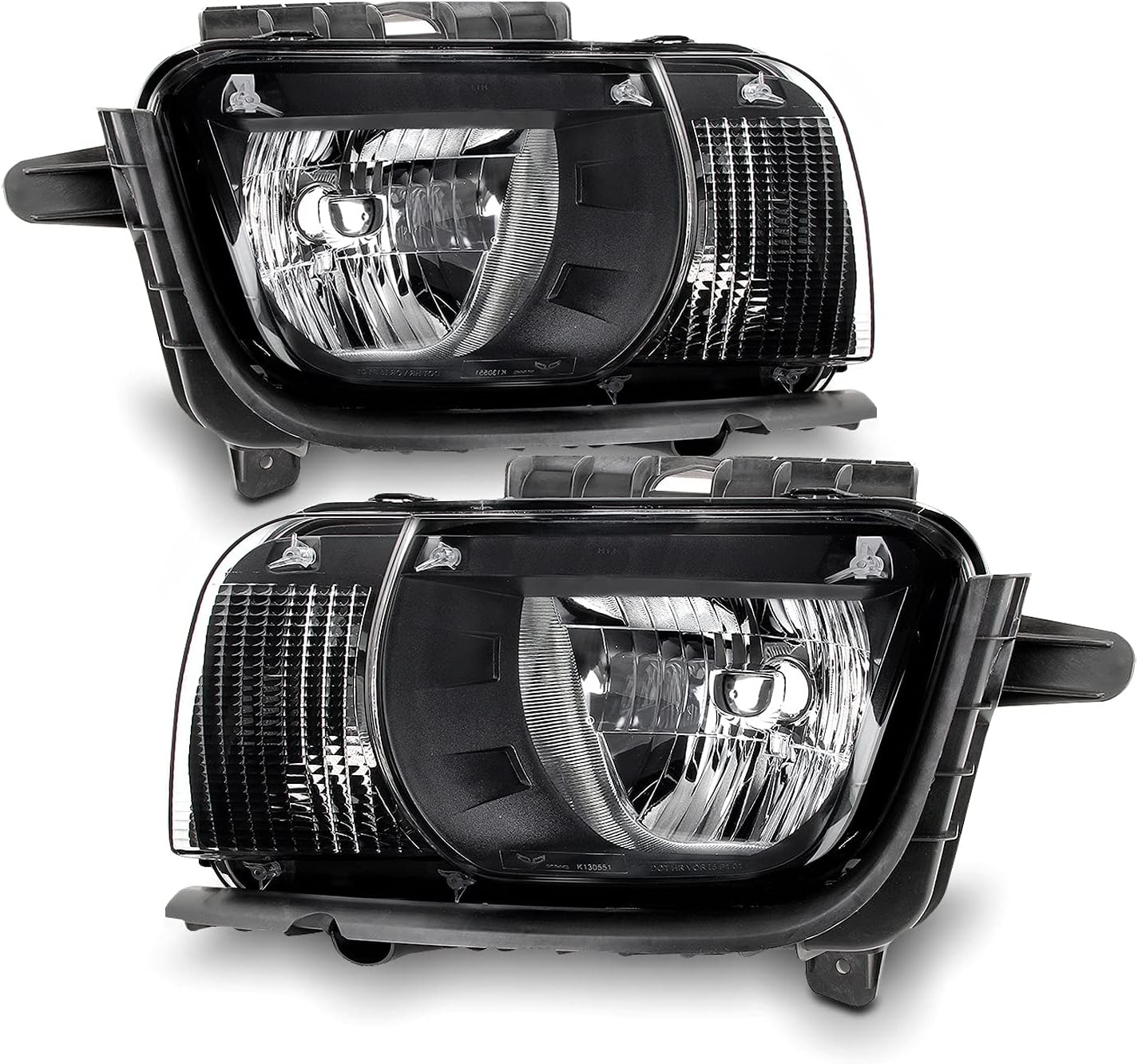 AKKON - For Black 2010 2011 2012 2013 Chevy Camaro Headlights Front Headlamps Pair Replacement Left+ Right