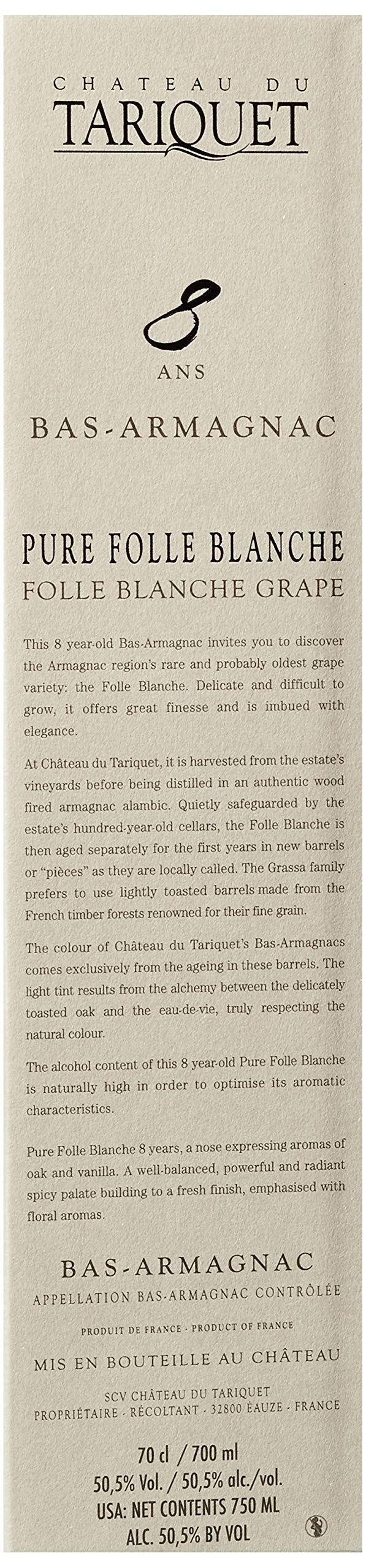 Tariquet Bas-Armagnac AOC Pure Folle Blanche 8 Years in Geschenkverpackung (1 x 0.7 l)