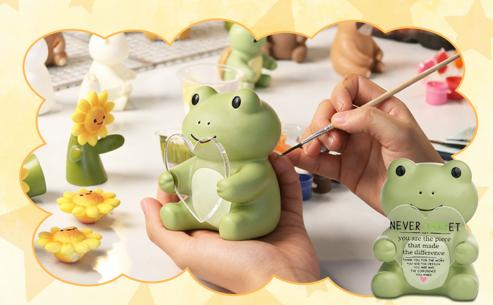 Figura decorativa de rana para escritorio de agradecimiento miniatura 7