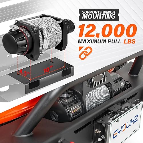 Miniatura 4 de Combo de parachoques delantero y trasero todoterreno compatible con Jeep Wrangler JL JLU Unlimited 2018-2025 (2/4 puertas) equipado con placa de