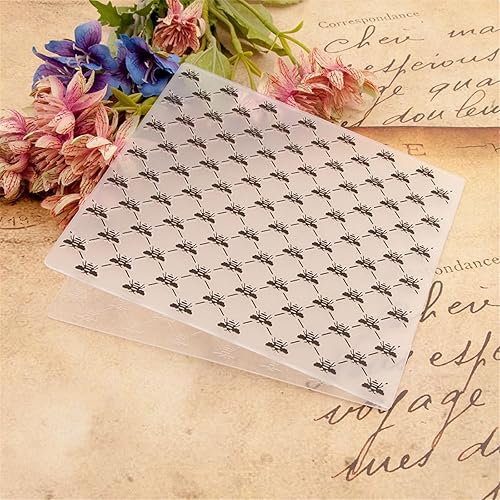 Miniatura 5 de Arbuya Carpeta de plástico en relieve de abeja (5.9 x 5.9 pulgadas, patrón de abeja) impresiones texturizadas de plástico para hacer tarjetas,