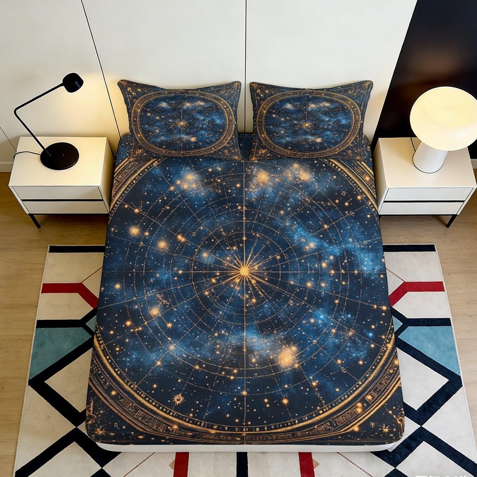 3D Printed Galaxy Starry Sky Fitted Sheet Microfiber Soft Cosmic Nebula Mattress Cover for Bedroom Dorm Decor 120x200cm 180x200x25cm