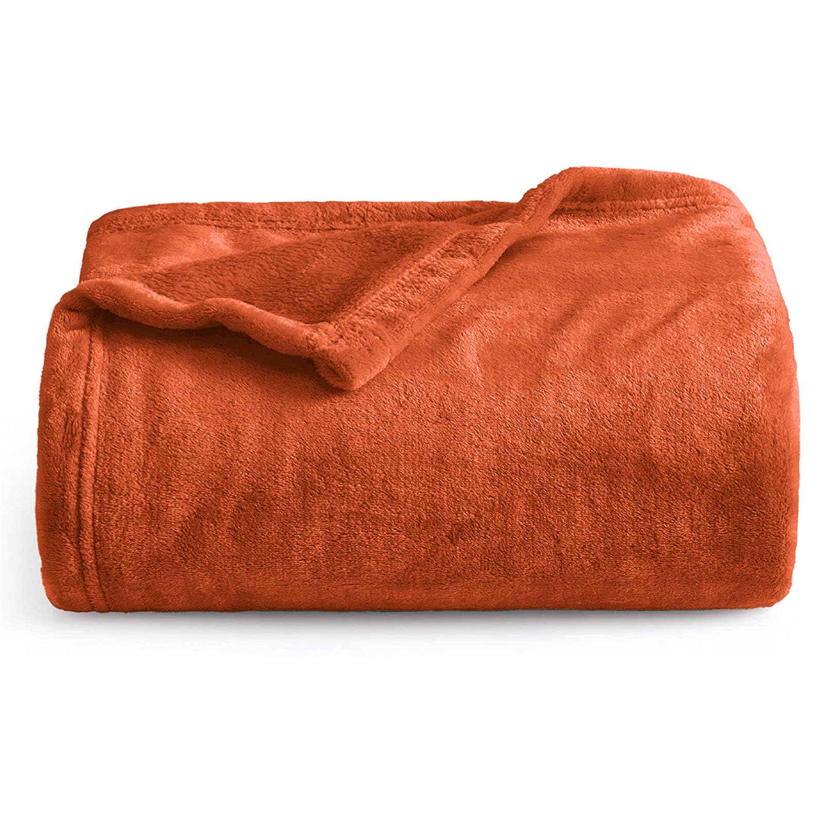 Oxford Homeware Fleece Blanket Sofa Throw Cuddly Reversible Soft Throws for Bed, Couch, Settee, Travel Lightweight and Breathable Blanket fit All Season (Rust, Twin/Double)