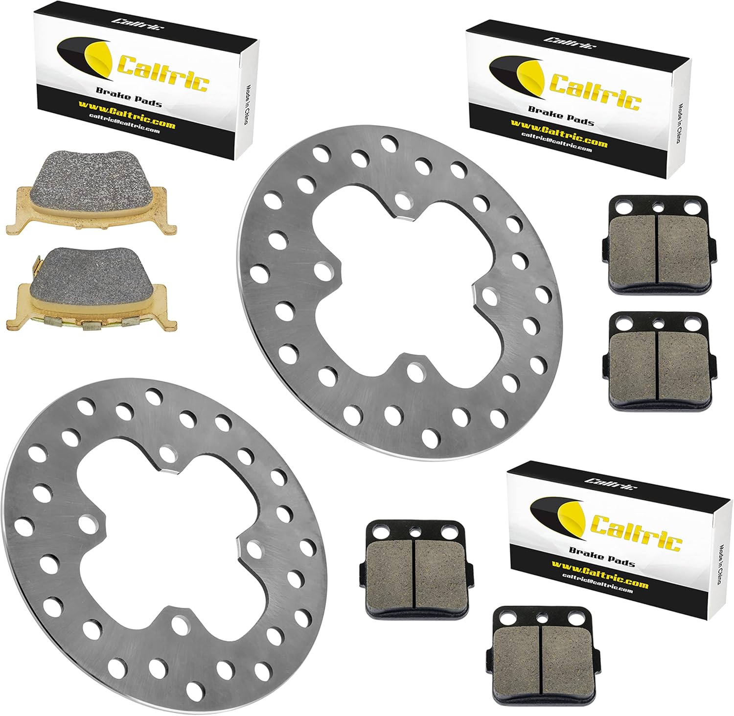Caltric Front Brake Discs with Front and Rear Pads Compatible with Honda Rancher 420 TRX420FA5 TRX420FA6 2015-2023