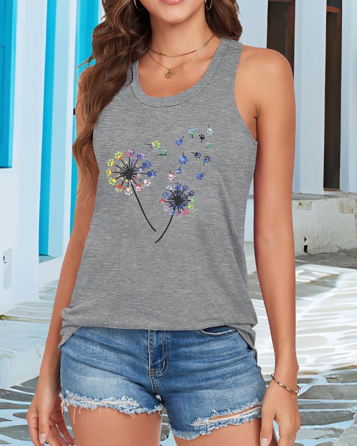 Racerback Tank Tops for Women Summer Sleeveless Round Neck Casual Graphic Tunic Shirts - Image 6