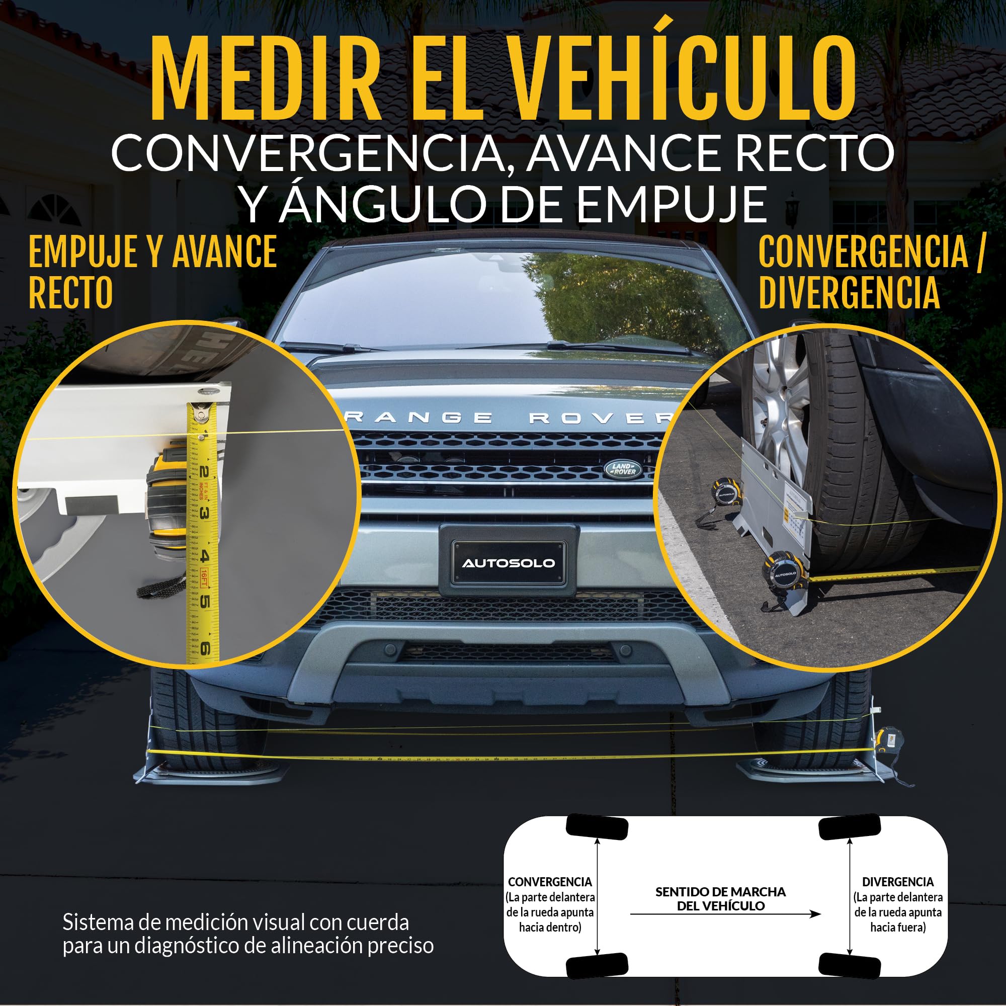 AutoSolo Juego de Placas de Alineación 3-en-1 – Herramienta de Alineación de Ruedas para Convergencia, Avance y Angulo de Empuje
