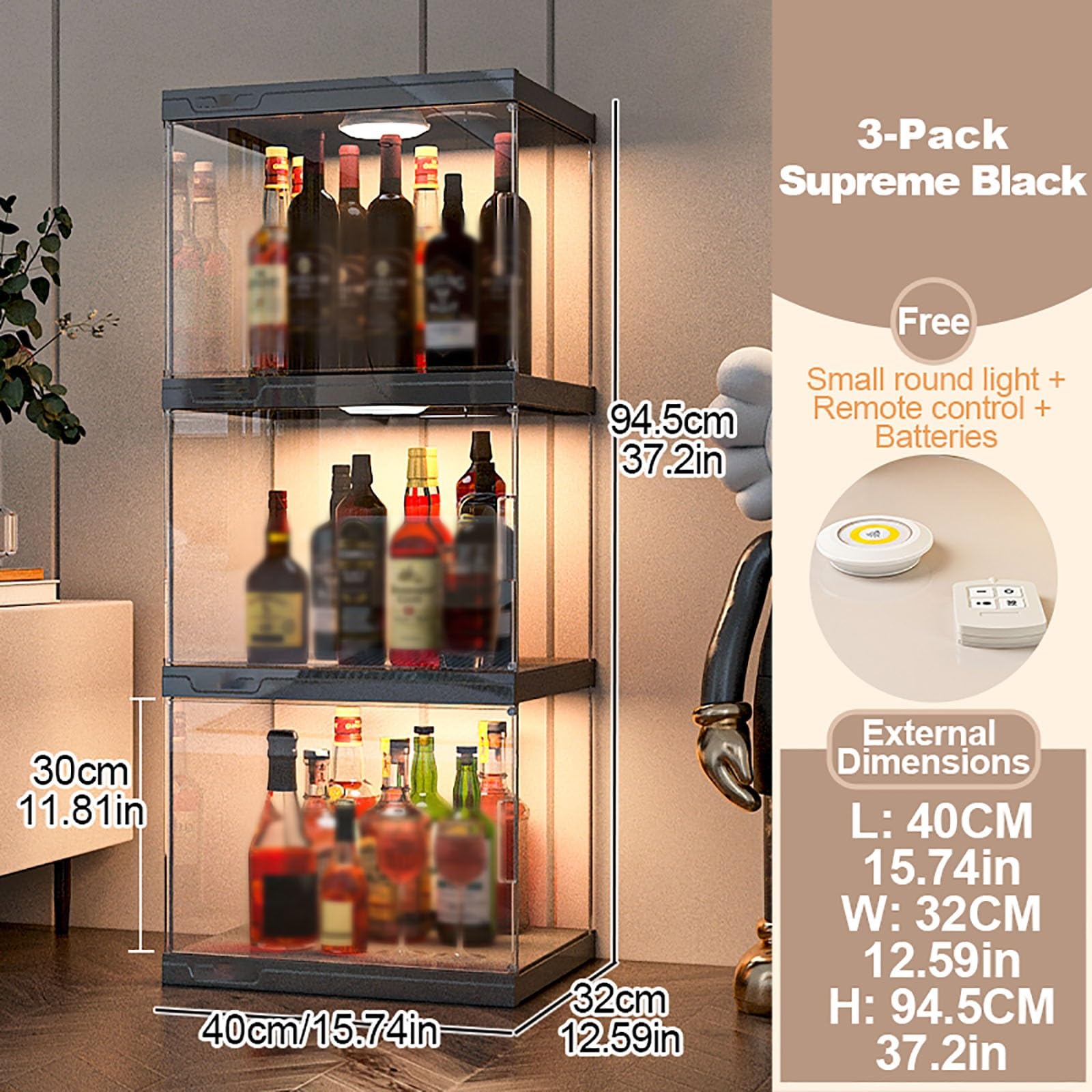 Scaffale moderno per armadietto per vini, armadietto per liquori a LED, espositore trasparente per la conservazione del vino, armadio multifunzionale, grande capacità per casa, bar, sala da