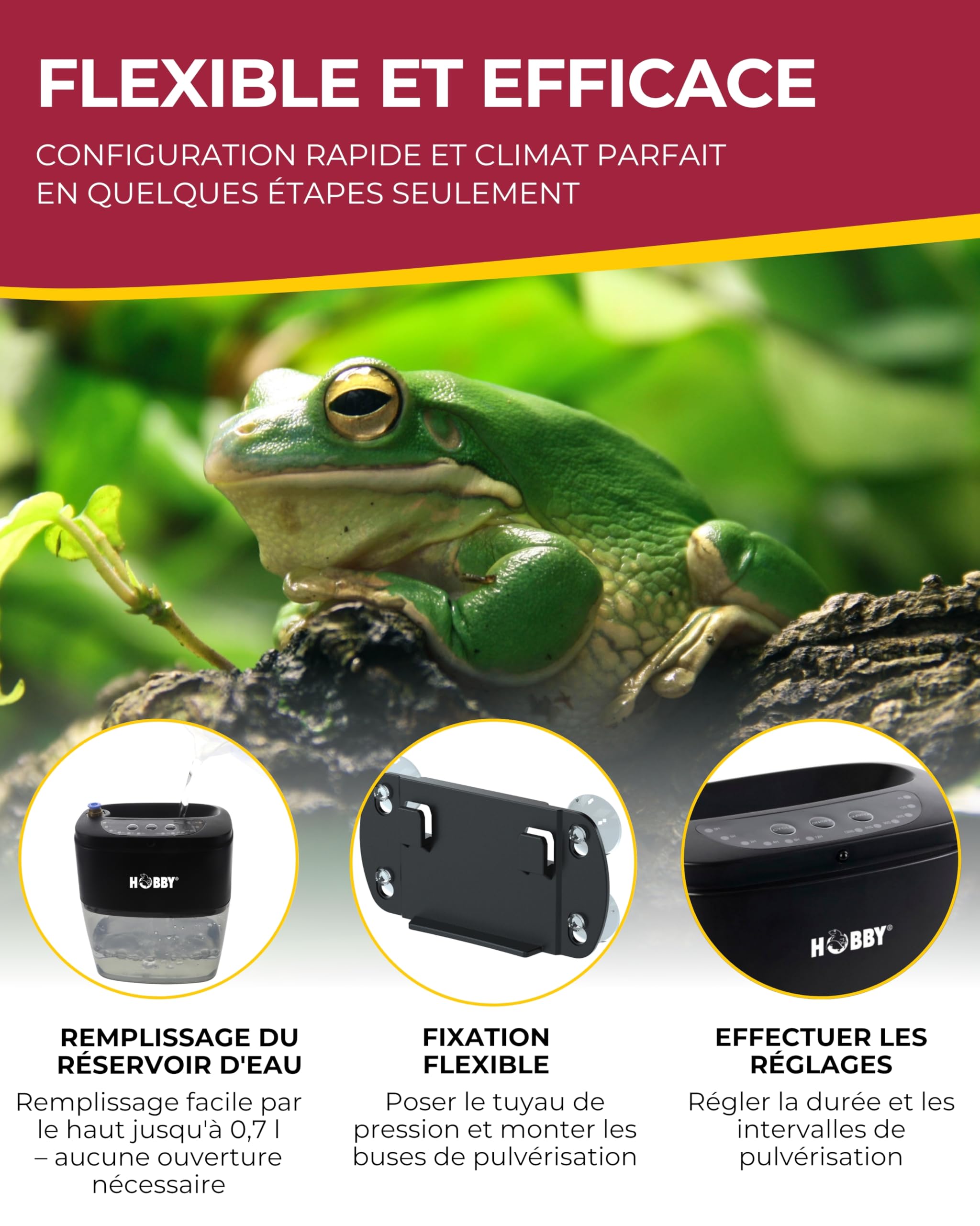 Hobby Terraristik Easy Rain Mini | Système d’arrosage automatique pour terrariums | Irrigation réglable pour reptiles, amphibiens et habitats végétaux
