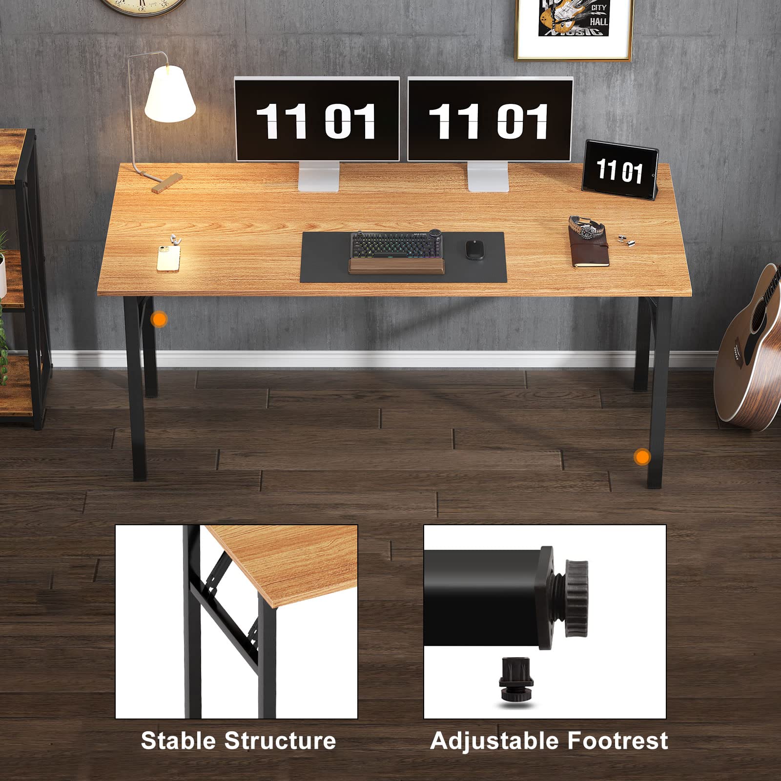 sogesfurniture Computer Desk Office Desk 59.8Inch Folding Table Laptop ...