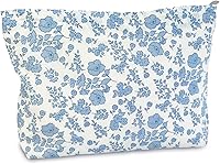 Vista 55 de STARDW Bolsas de cosméticos de flores para mujeres y niñas, bolsa de maquillaje de viaje, bolsa de maquillaje de lona de gran capacidad, bolsa