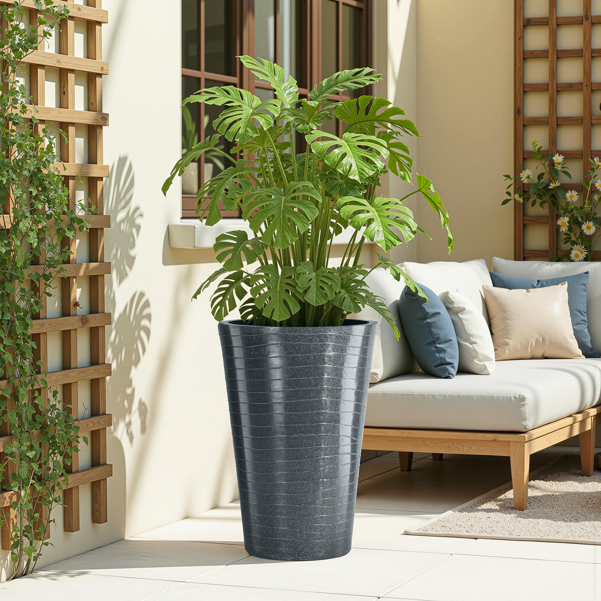 Kuber Industries 23 Inch Big Size Planter - Grey -1
