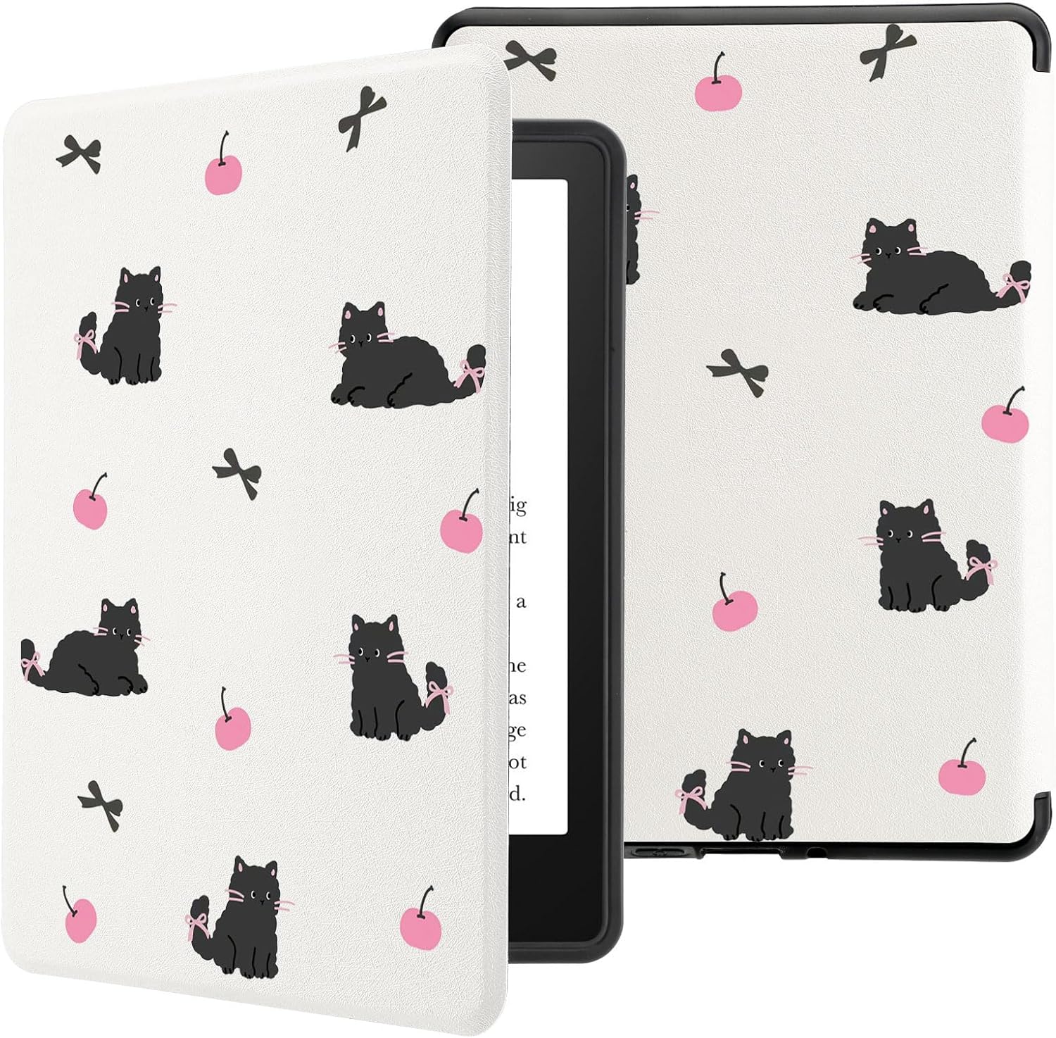 Idocolors Case for 7" Kindle Paperwhite(12th Gen-2024), New e-Reader Kindle Paperwhite 6(KPW6) PU Leather Cover with Hand Strap for Kindle Paperwhite(2024), Cat