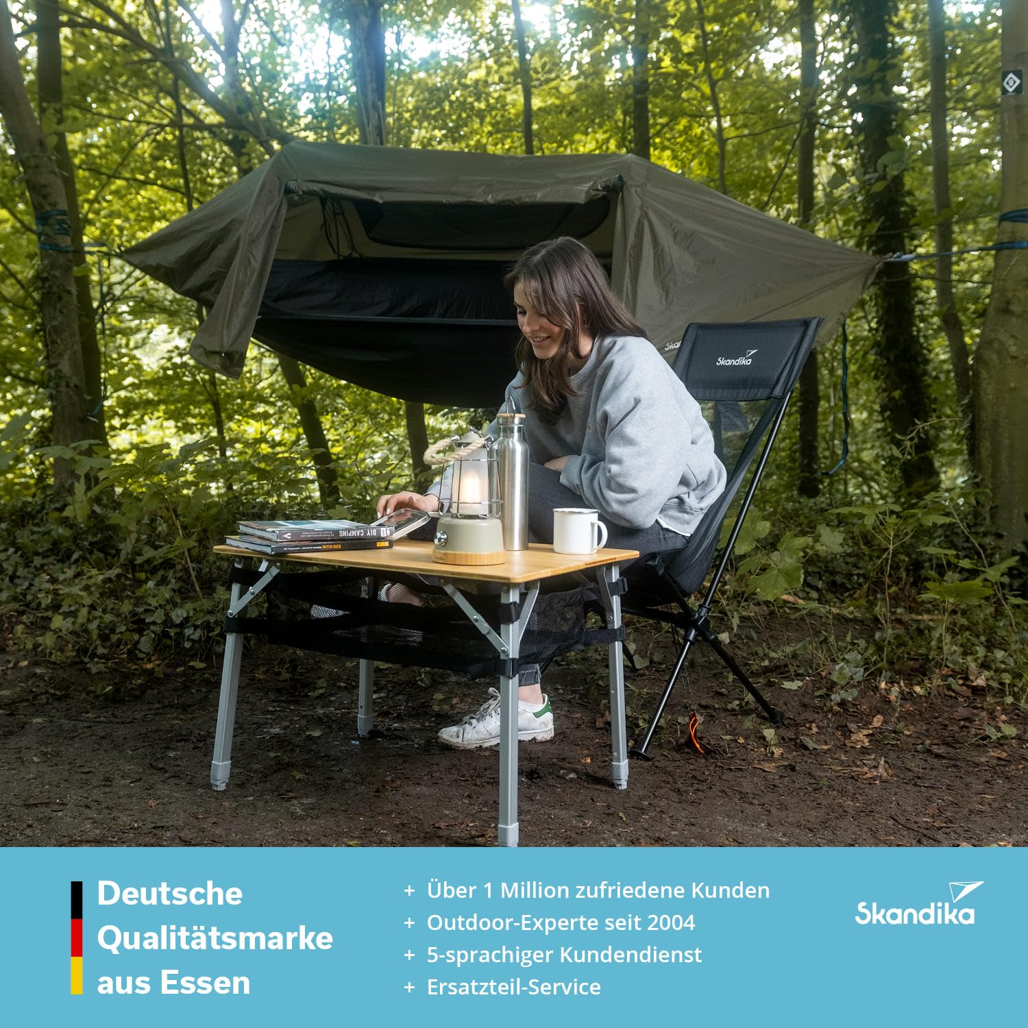 Skandika Hängemattenzelt Rian | Hängematte Outdoor mit Moskitonetz, 200 kg Tragkraft, Ultraleicht, Nylon, 1 Person Zelt, Atmungsaktiv, Baum-Aufhänge-Set | Reisehängematte Wandern, Trekking, Camping
