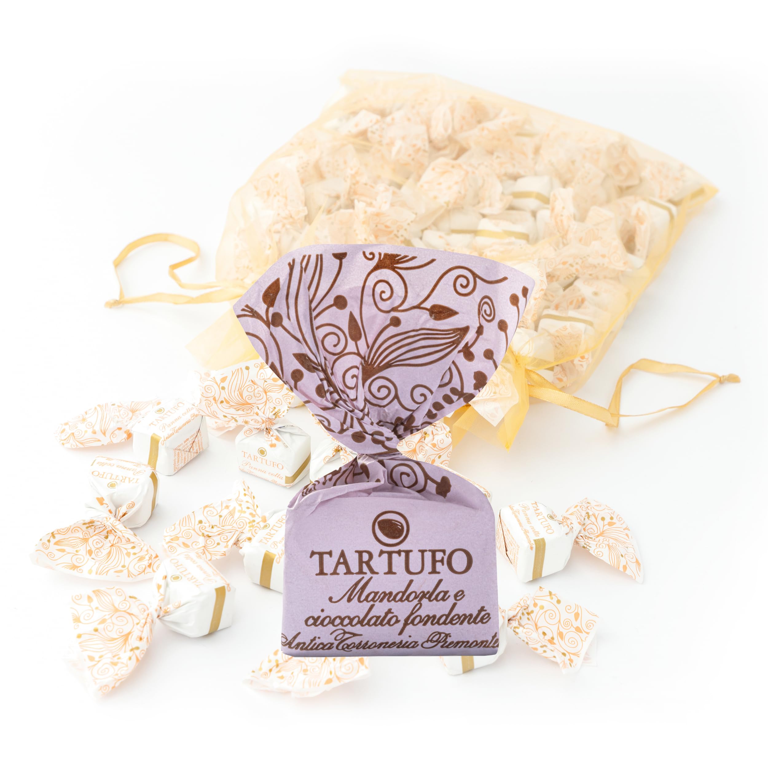 GUSTONE. Schokoladentrüffel Antica Torroneria Piemontese 70 Stück 1kg | in Handarbeit gefertigt, Mandorla Cioccolato Fondente Mandel Zartbitterschokolade, Trüffelpraline