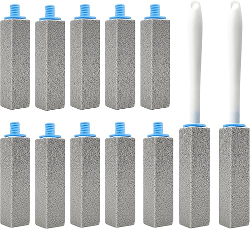 Paquete de 10 piedras pómez para inodoro con mango extra largo, piedra pómez para limpieza de inodoros, limpiador de inodoro, eliminación de agua