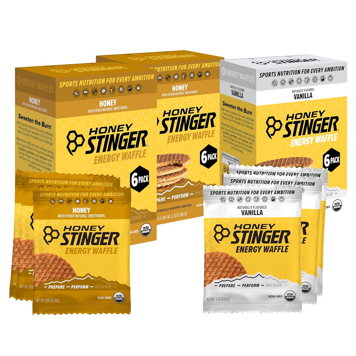 Honey Stinger Organic Energy Waffle Variety Pack, 18 Count
