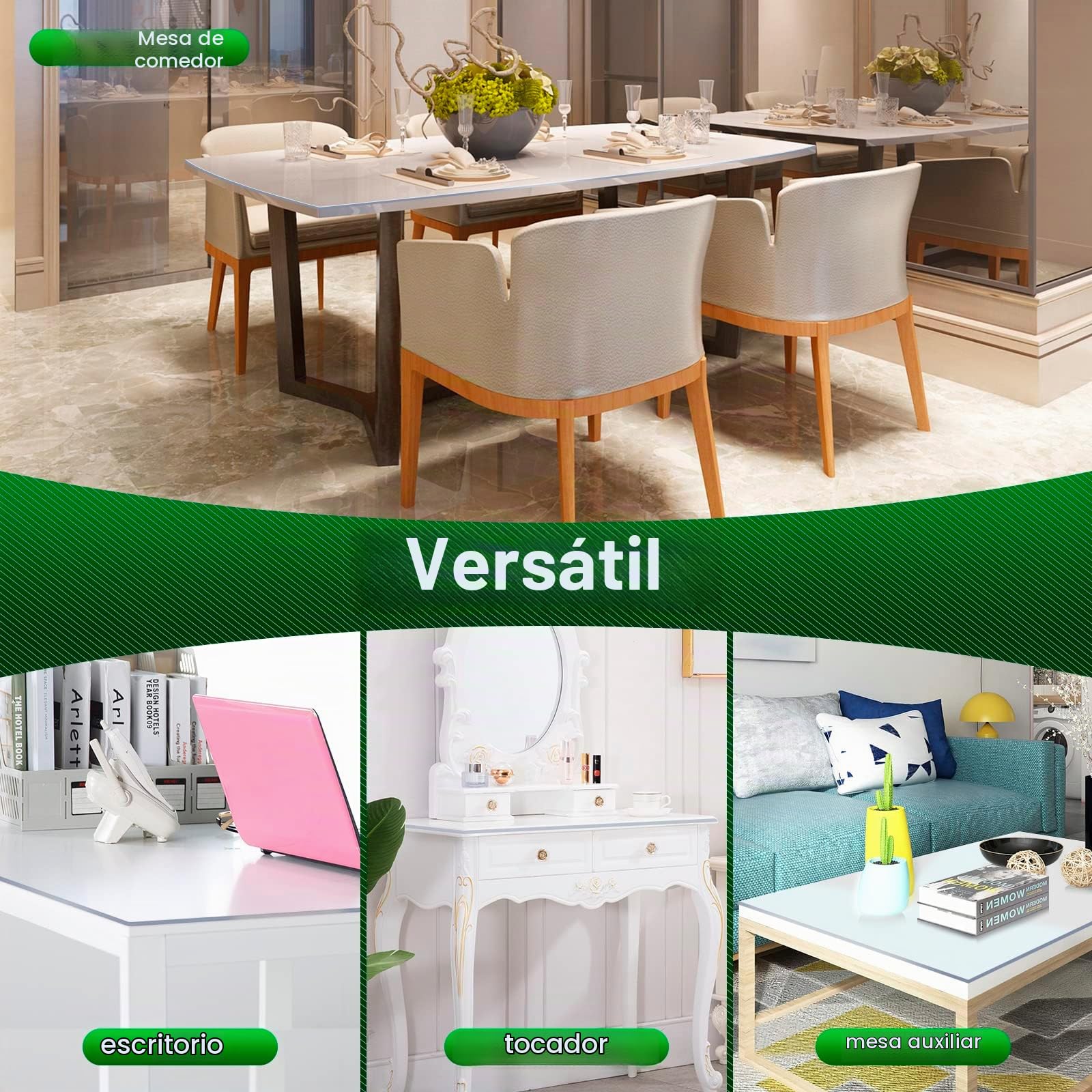 WOLTU Mantel Transparente PVC Impermeable, Grosor 2 mm, 100x180 cm | Protector de escritorio transparente, mantel antimanchas para mesa rectangular, ideal para comedor y cocina