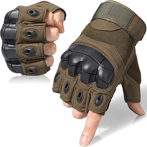 WTACTFUL Guantes tácticos sin dedos para motocicleta, motocicleta, ciclismo, escalada, senderismo, guantes de caza