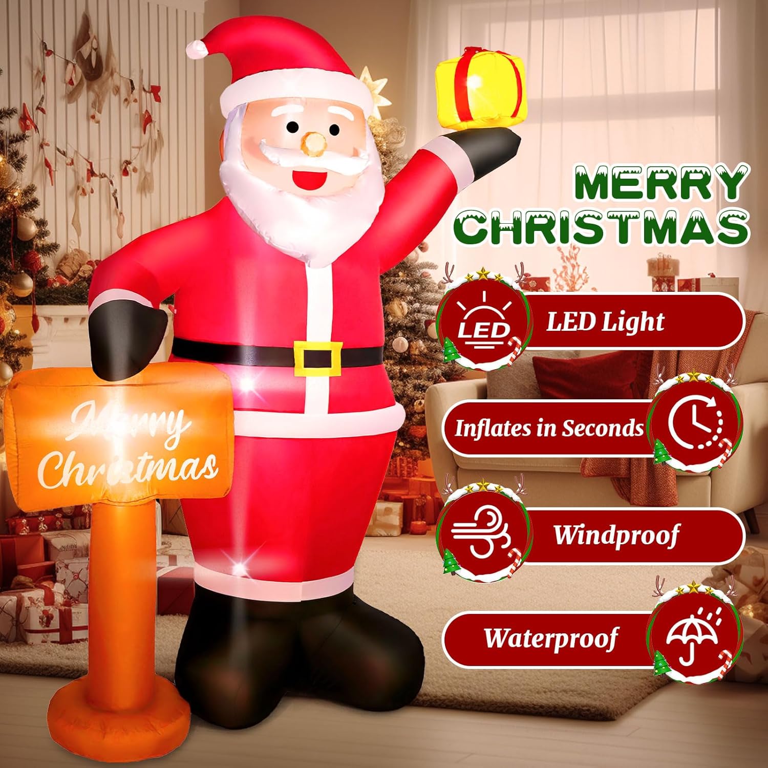 Christmas Inflatables Decorations Outdoor, 6FT Inflatable Christmas Blow Ups for Yard, Garden, Lawn & Indoor, Bright LED Lighted Xmas Decoration, Easy Setup & Weather-Resistant Holiday Display