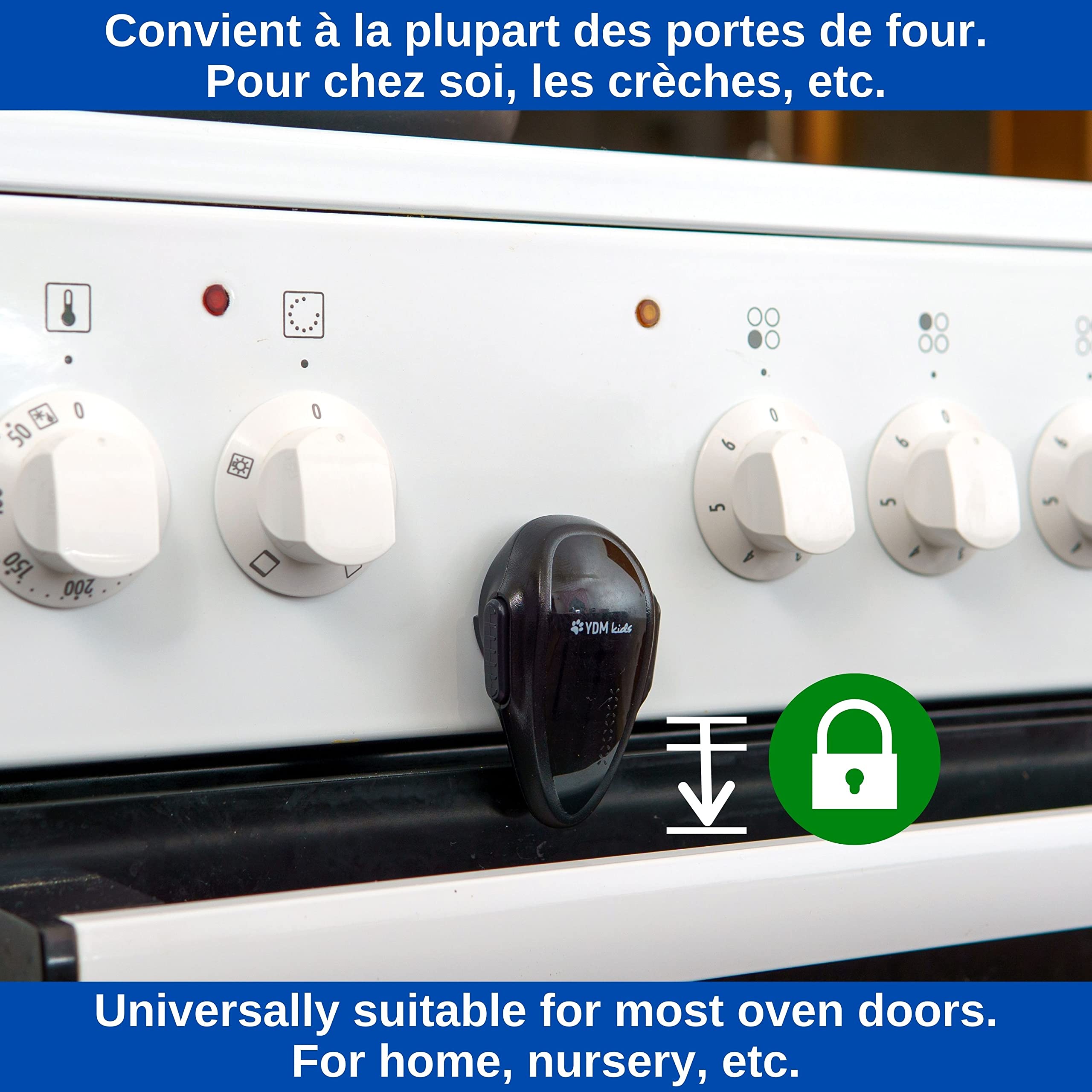 Verrous de Sécurité pour le Four, 2 pièces, Noire, Sécurité des Enfants dans la Cuisine, Verrous adhésifs résistants à la Chaleur, Bloque Four pour Enfants, Bébé, pour le Lave-linge et le Micro-ondes