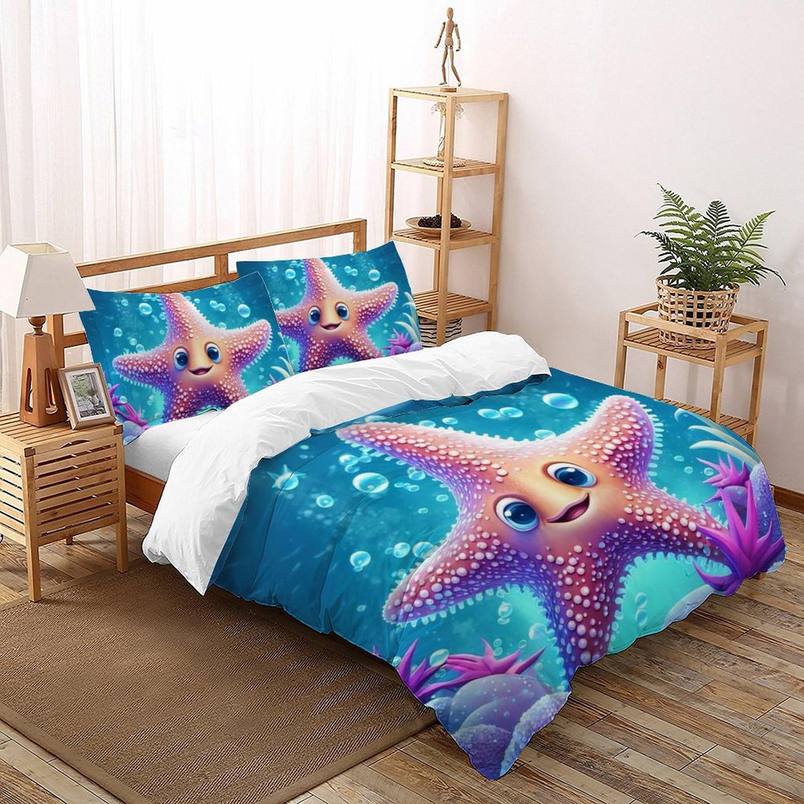 Housse de couette étoile de mer impression 3D ultra douce en microfibre 220x240