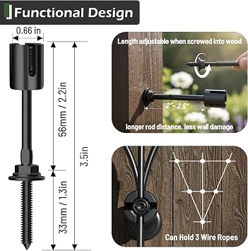 Wire Trellis Kit, 12-Set 1/8” Black Crosshead Kit with 53ft Cable