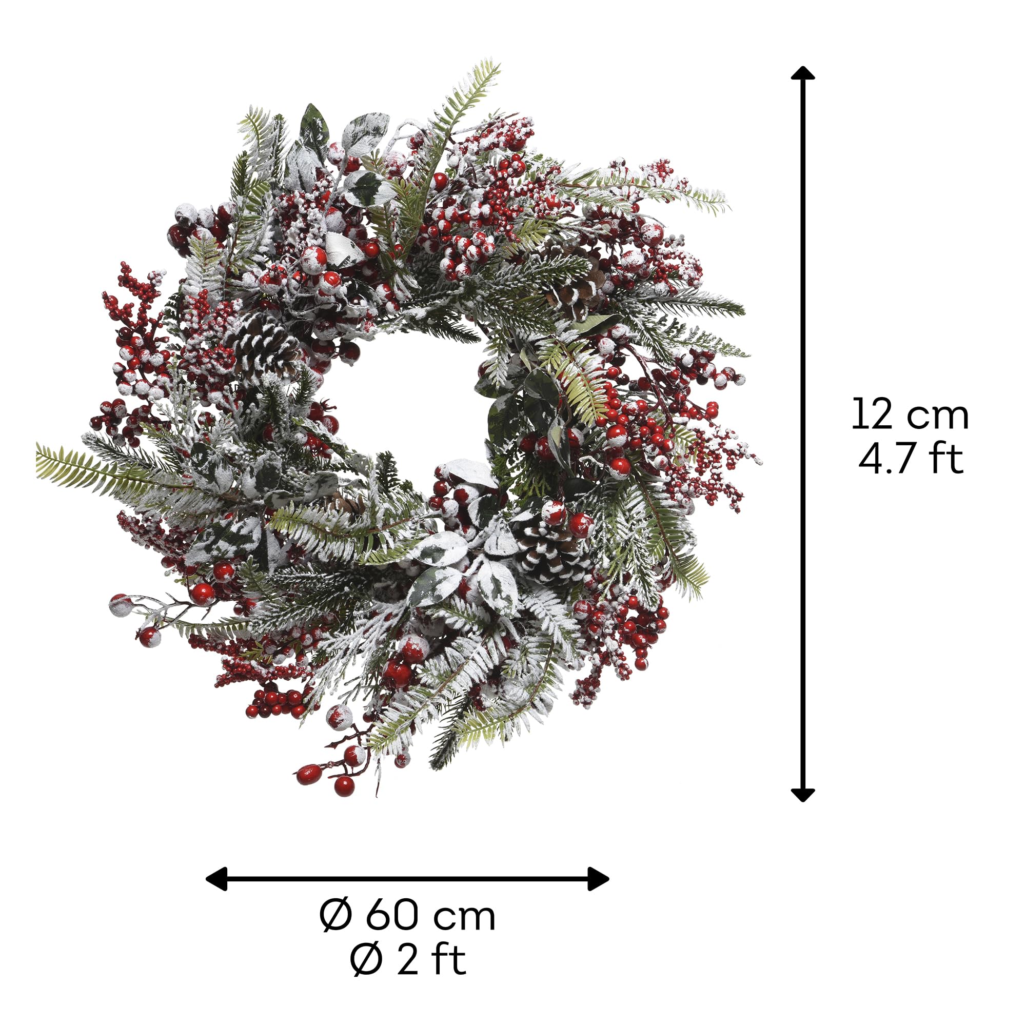 Kaemingk Kerstkrans krans rode BES l14b60h60 cm groen