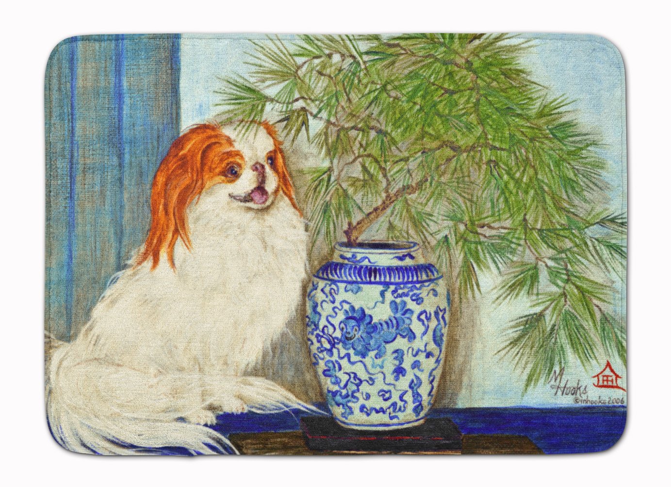 Caroline's Treasures MH1048RUG Japanese Chin Ming Vase Machine Washable Memory Foam Mat, Bathroom Rug, Non-Slip Bath Mat, Durable Thick Washable Rugs for Kitchen, Bathroom Quick Dry, Decorative Artwor