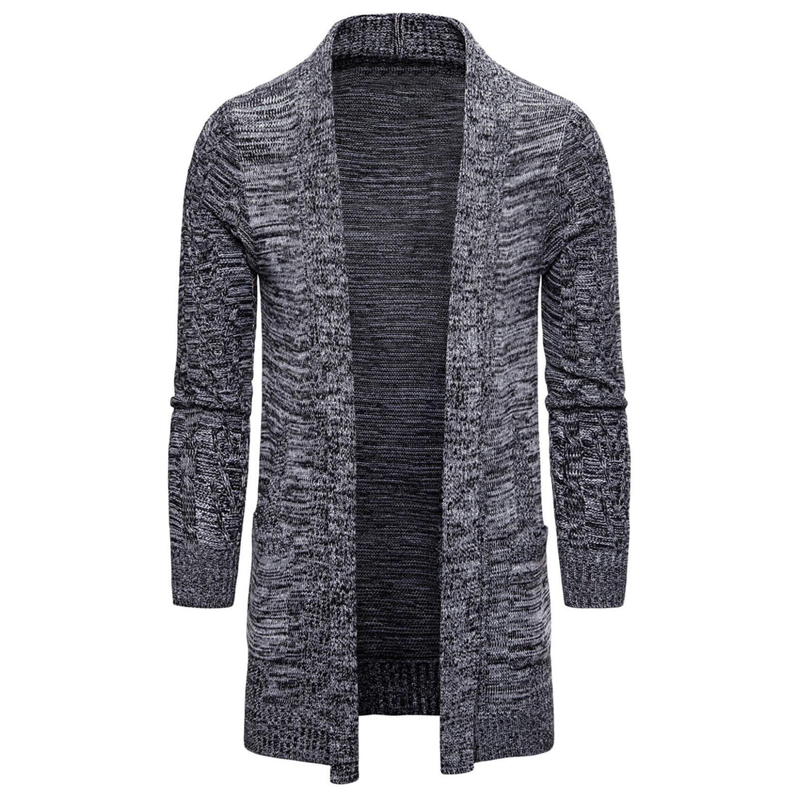 Generisch Cardigan da uomo, leggero e lavorato a maglia, da uomo, lungo, moderno, per il tempo libero, comodo, per attività all'aperto, caldo, elegante, da lavoro, trench