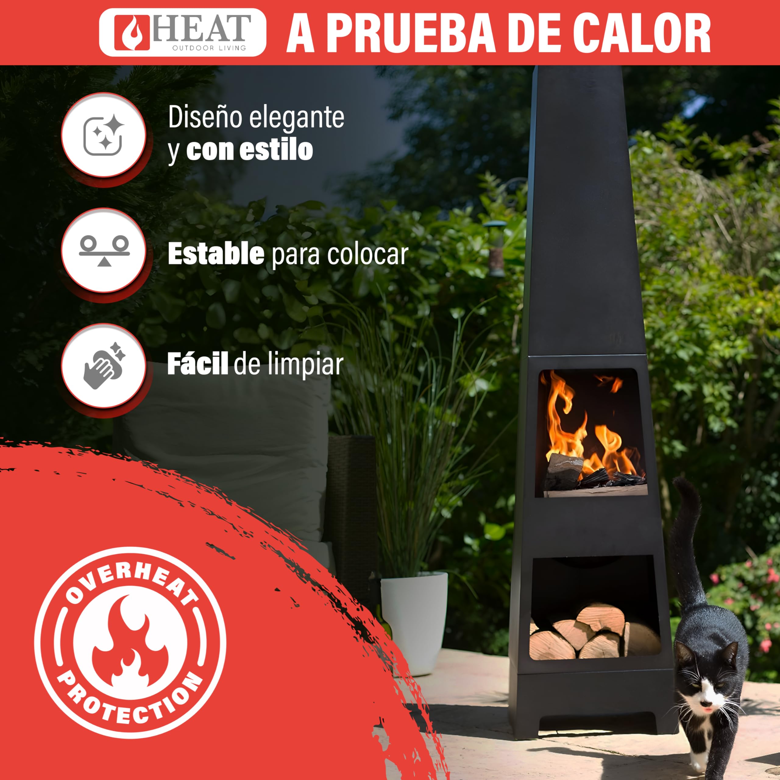 Estufa de jardín Oslo - Acero - Jardineria - Brasero - Jardin - Estufa Exterior - Chimeneas Exterior Chimenea de Jardín - 36x36x150 cm