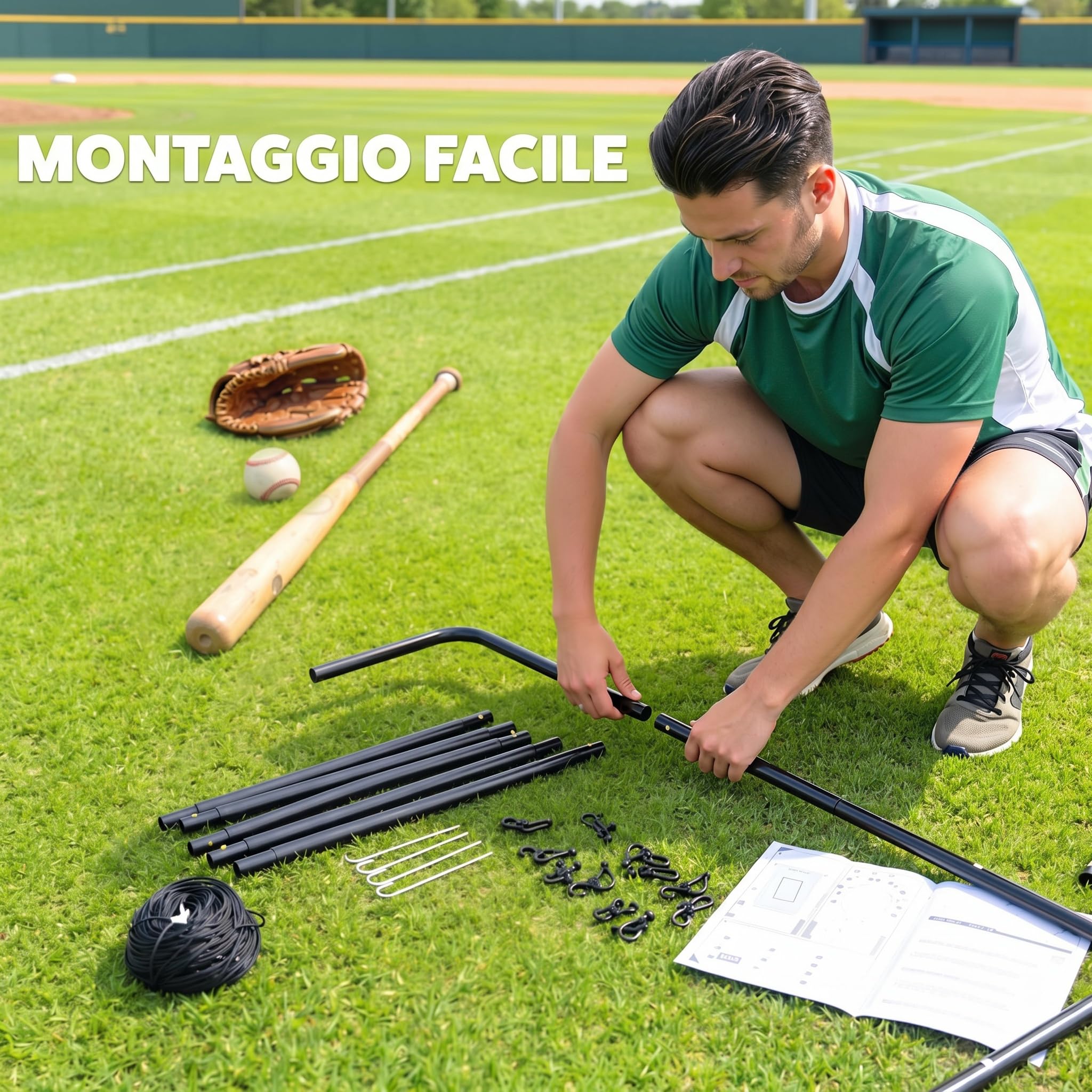 HOMCOM Rete Elastica Rimbalzo da Baseball Rimbalzatore Portatile
