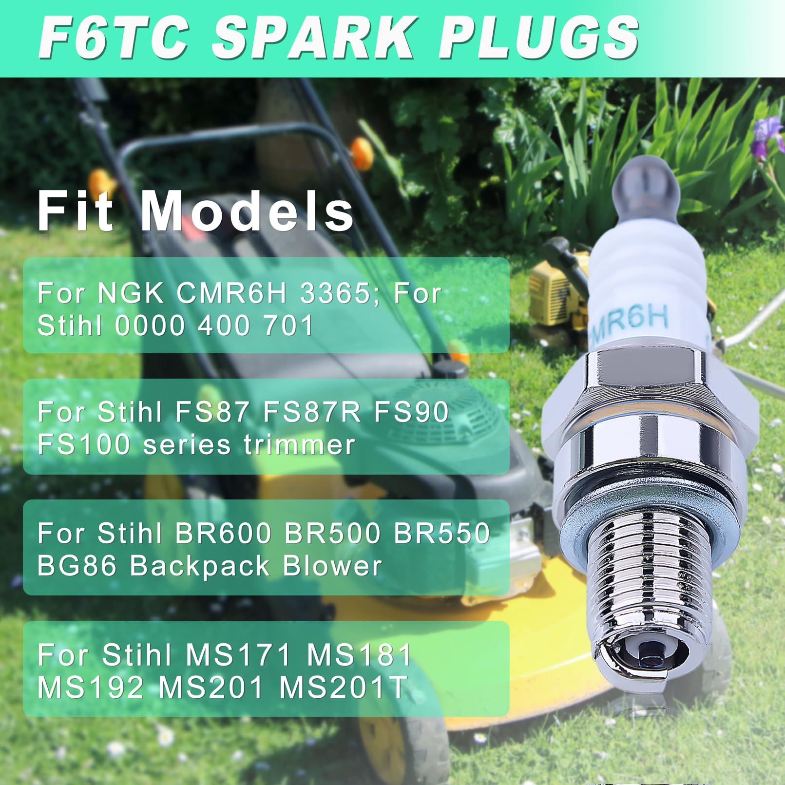 3pcs Bougie D'allumage CMR6H Compatible Avec Stihl FS90 FS100 FS110 FS90R FS100R FS110R Pièces De Rechange Pour Tondeuse Accessoires Pour Outils De Jardin